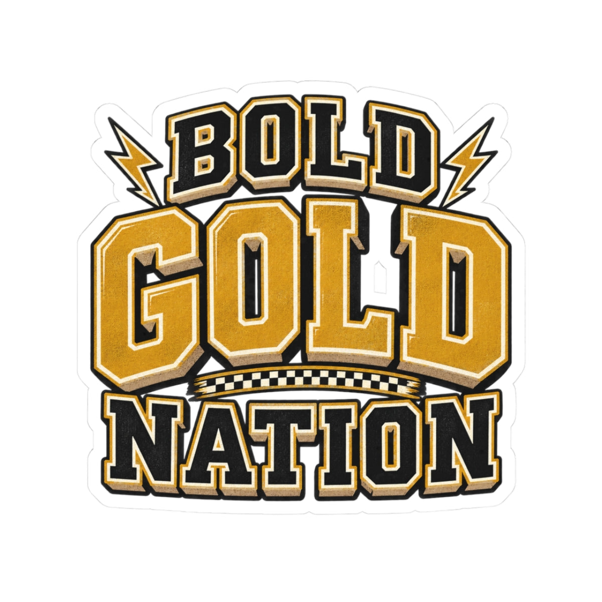 Bold Gold Nation Sticker — Sports Team Pride Kiss-Cut Decal