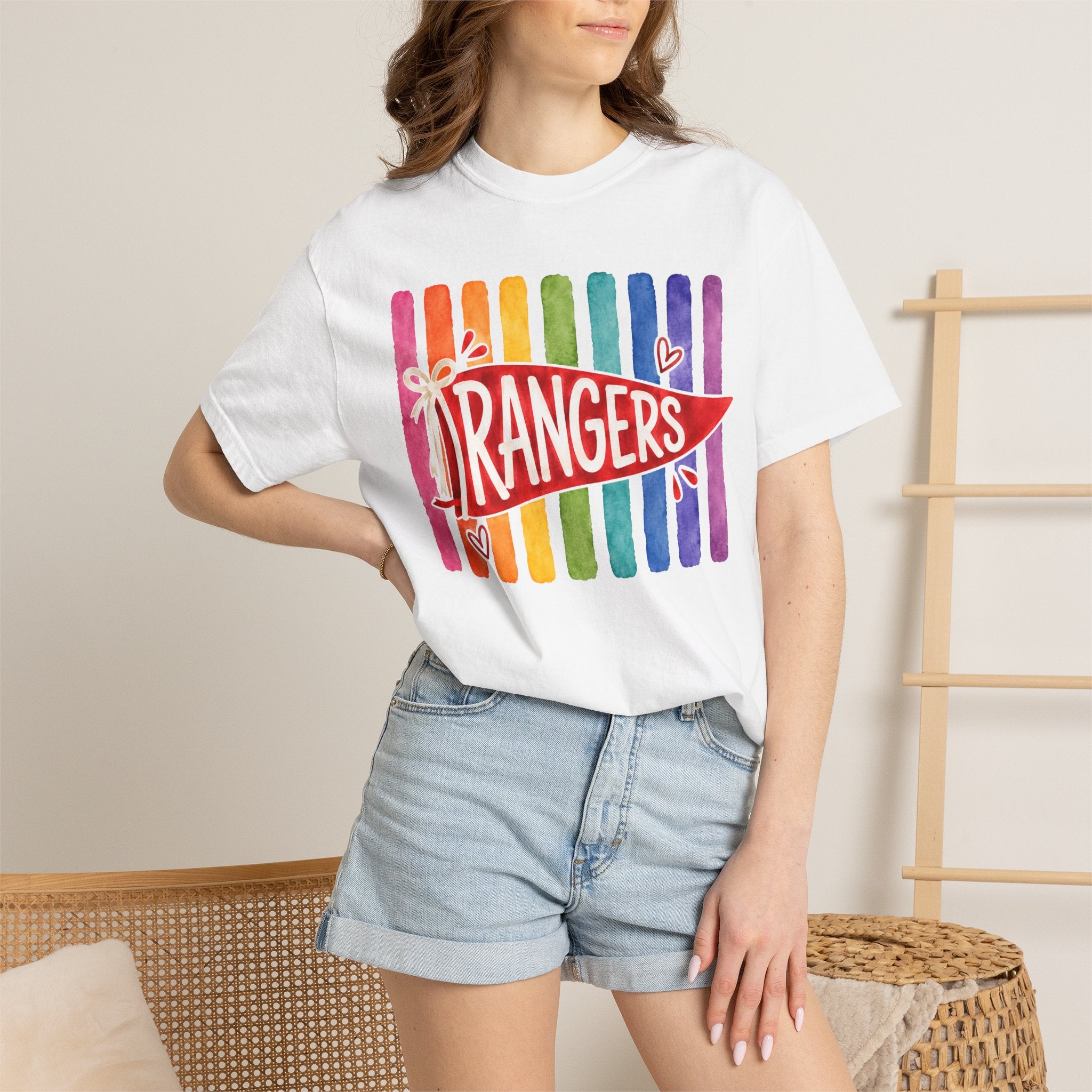 Rangers Rainbow Pennant T-Shirt — Pride School Spirit Tee