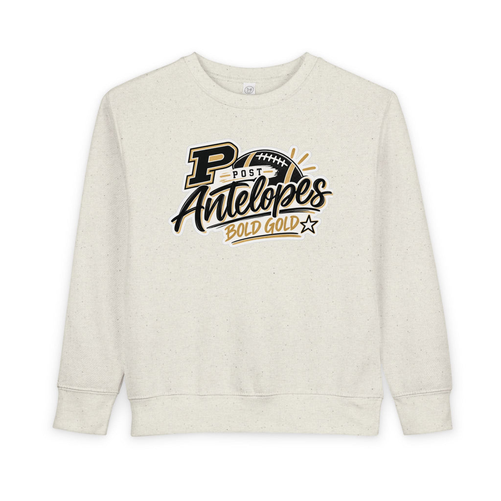 Toddler Sweatshirt — Post Antelopes Bold Gold Football Logo Kids Crewneck