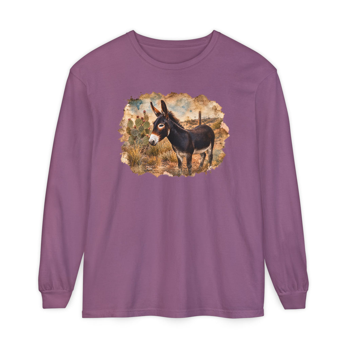Donkey in Desert Scene Long Sleeve Tee