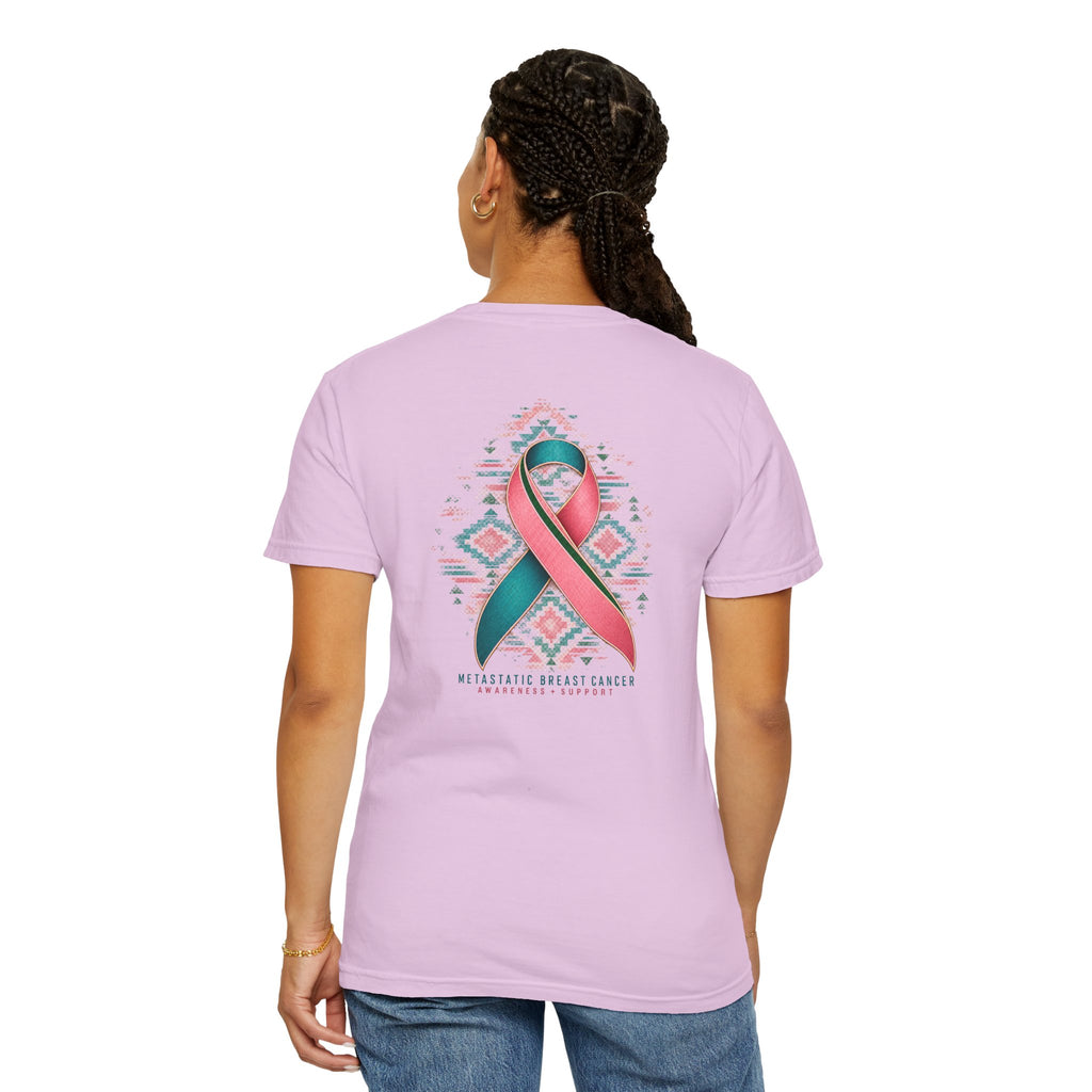 Metastatic Cancer Awareness Ribbon T‑Shirt — Garment‑Dyed Support Tee