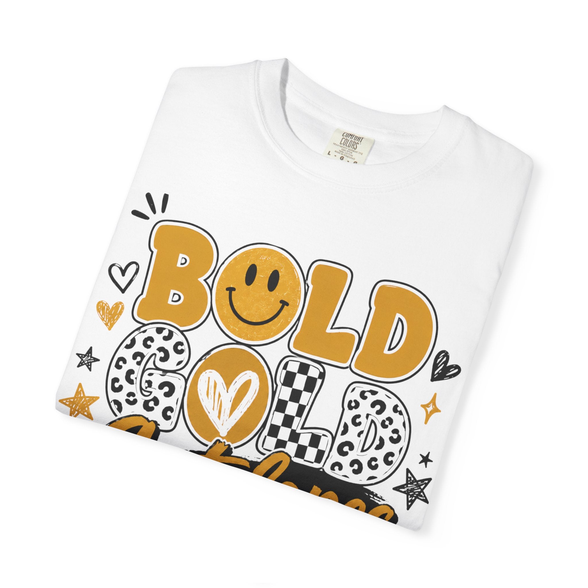 Bold Gold Antelopes Graphic T-Shirt — Cheerful Retro Smile Design