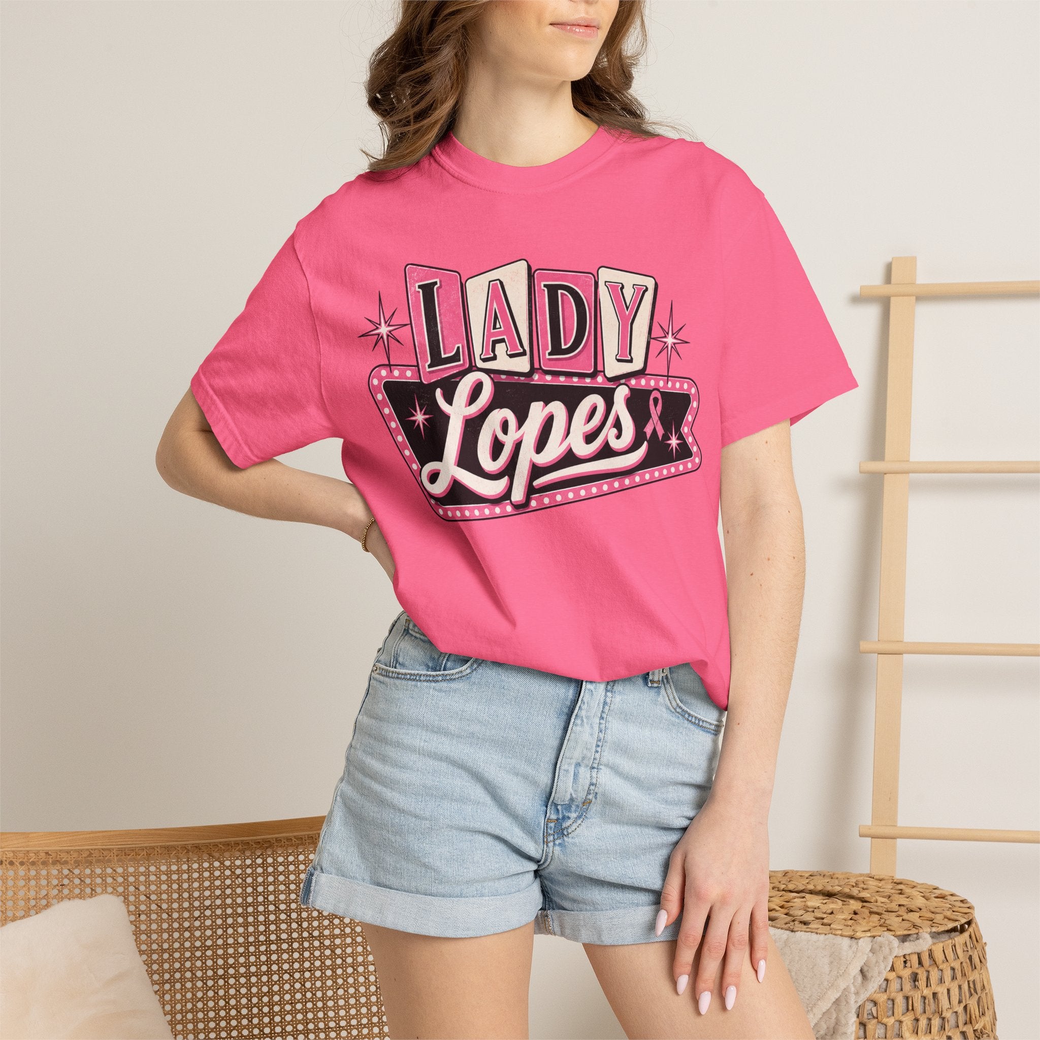 Lady Lopes Pink Retro Logo T-Shirt