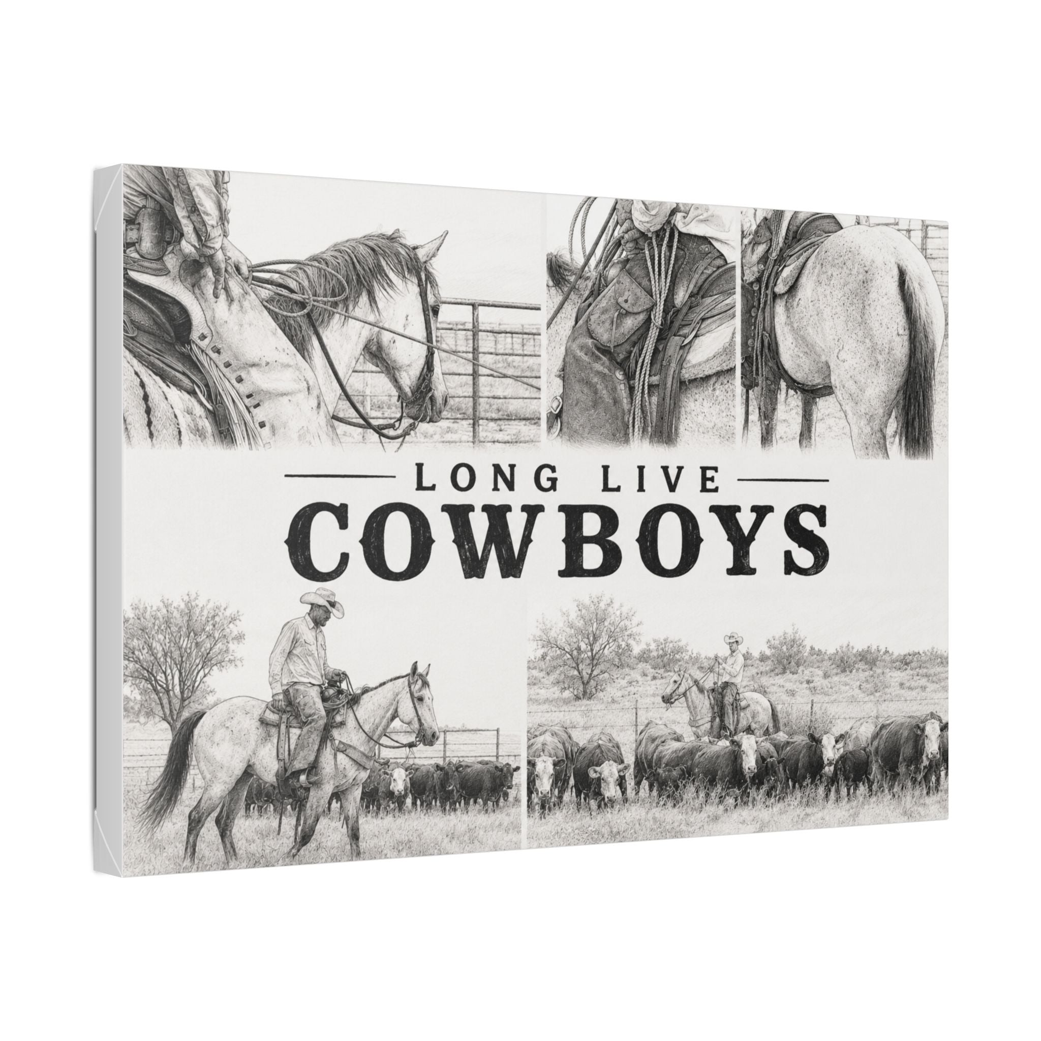 Long Live Cowboys Canvas Wall Art — Western Cowboy Rustic Home Decor