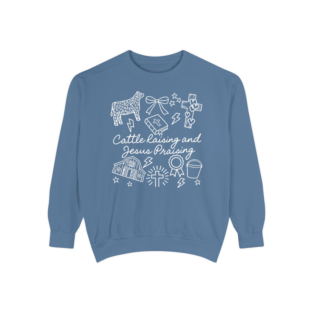 Cattle Raising & Jesus Praising Sweatshirt — Stockshow Mom Christian Crewneck