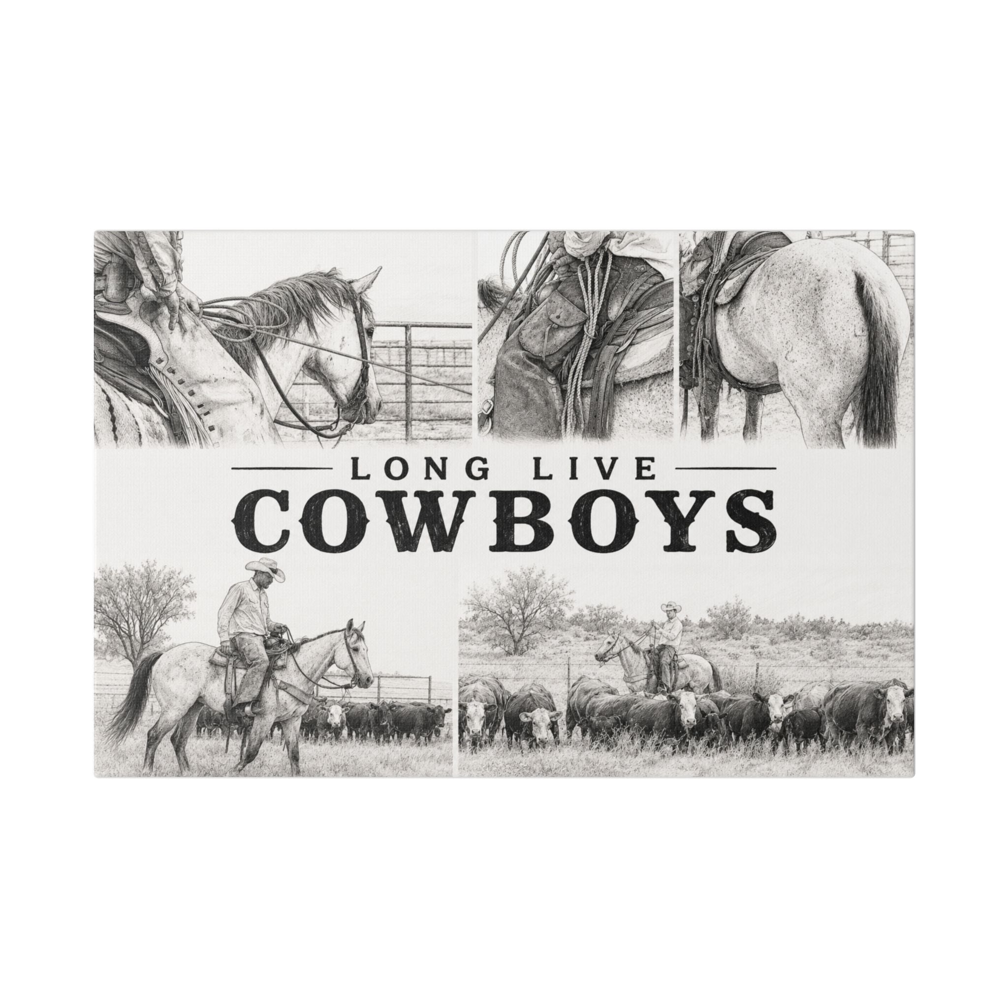 Long Live Cowboys Canvas Wall Art — Western Cowboy Rustic Home Decor