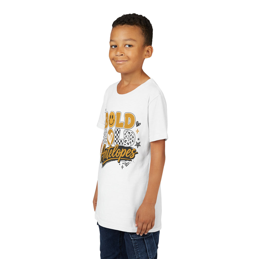 Bold Gold Antelopes Youth Tee — Cheerful School Spirit Graphic Shirt