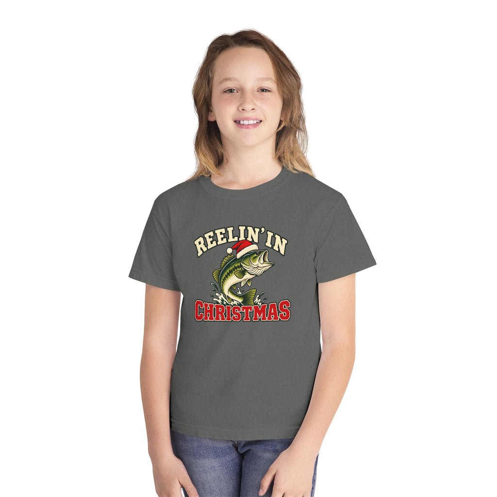 Youth Christmas Fishing Tee – Reelin’ in Christmas Bass Shirt