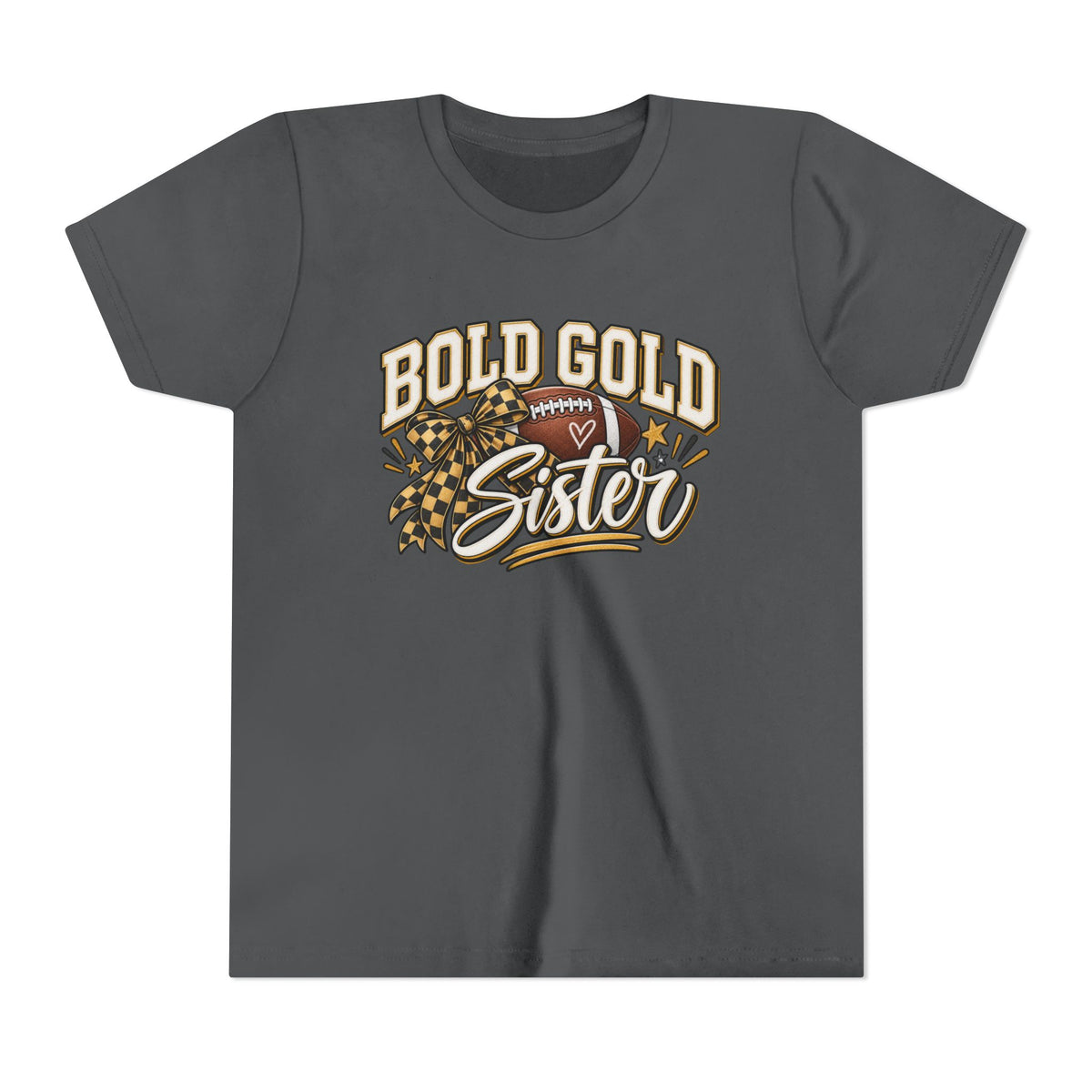 Bold Gold Sister Youth Tee — Football Cheer Squad Shirt