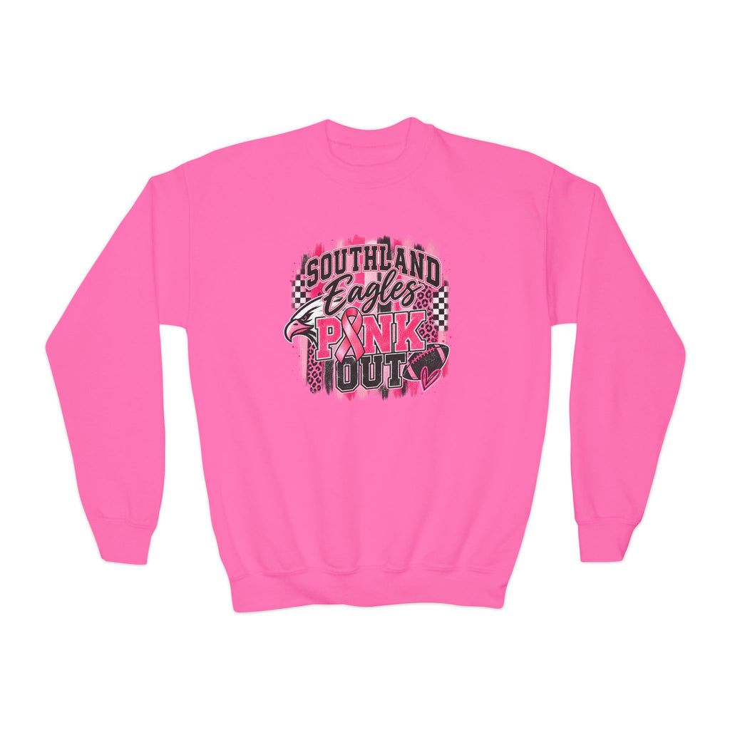 Youth Crewneck Sweatshirt — "Southland Eagles Pink Out" School Spirit Crew