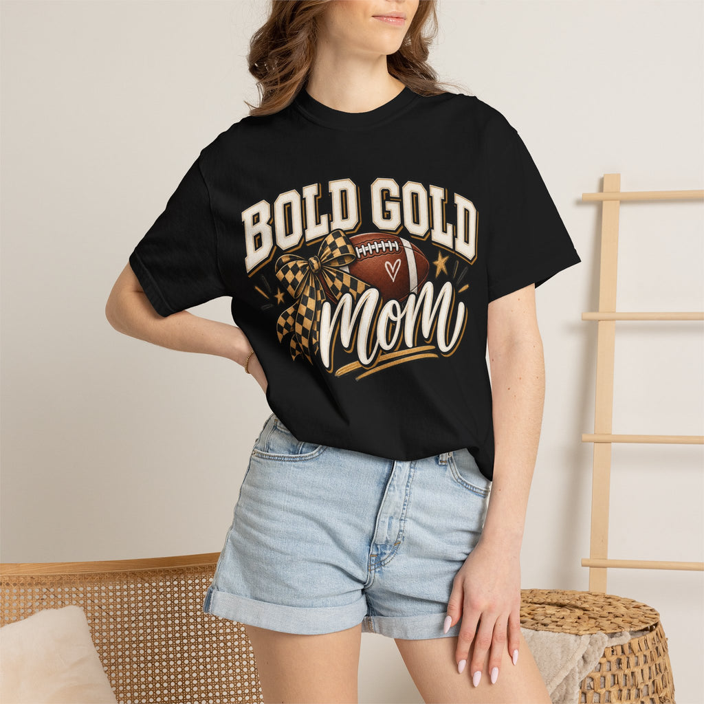 Bold Gold Mom Football T-Shirt – Football Design