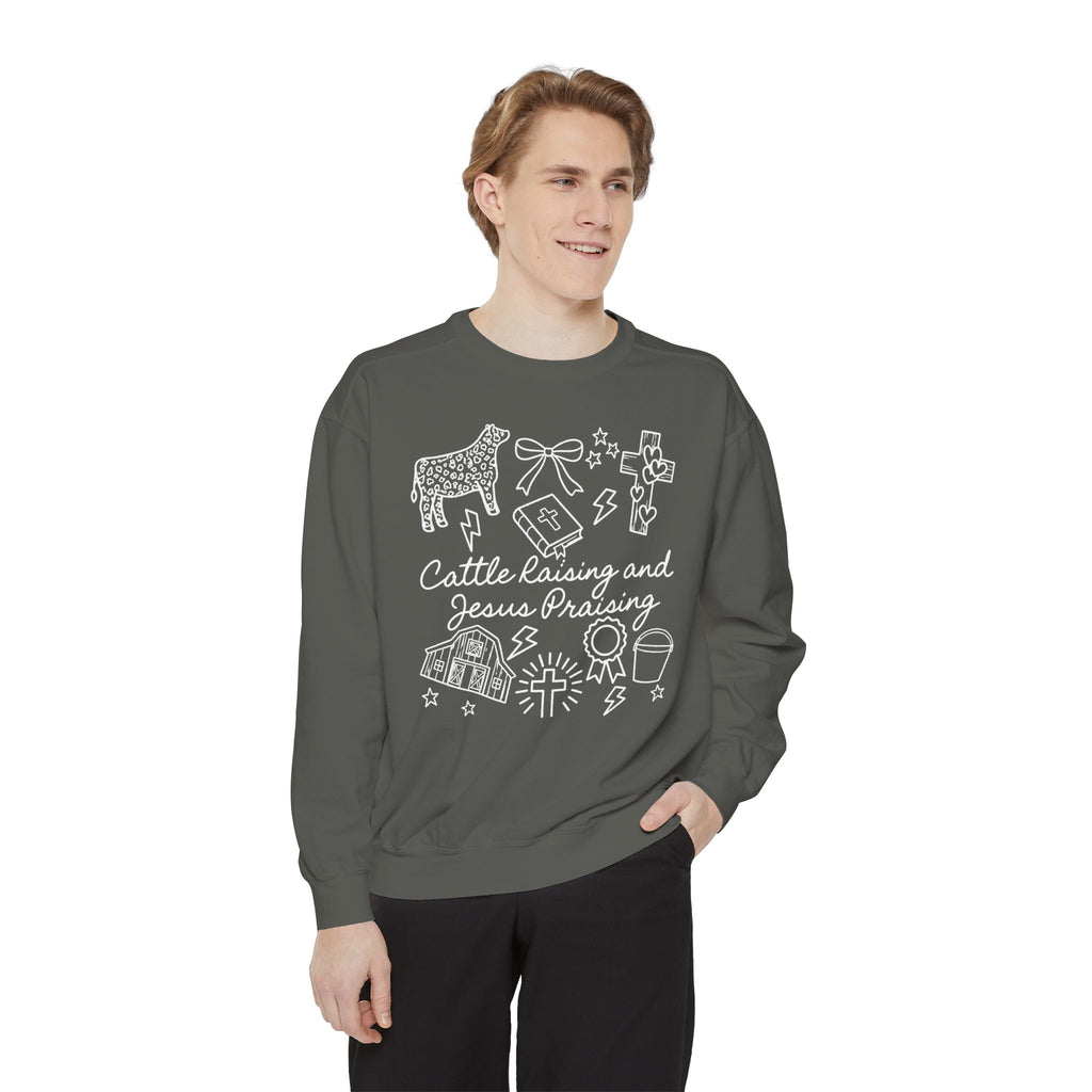 Cattle Raising & Jesus Praising Sweatshirt — Stockshow Mom Christian Crewneck