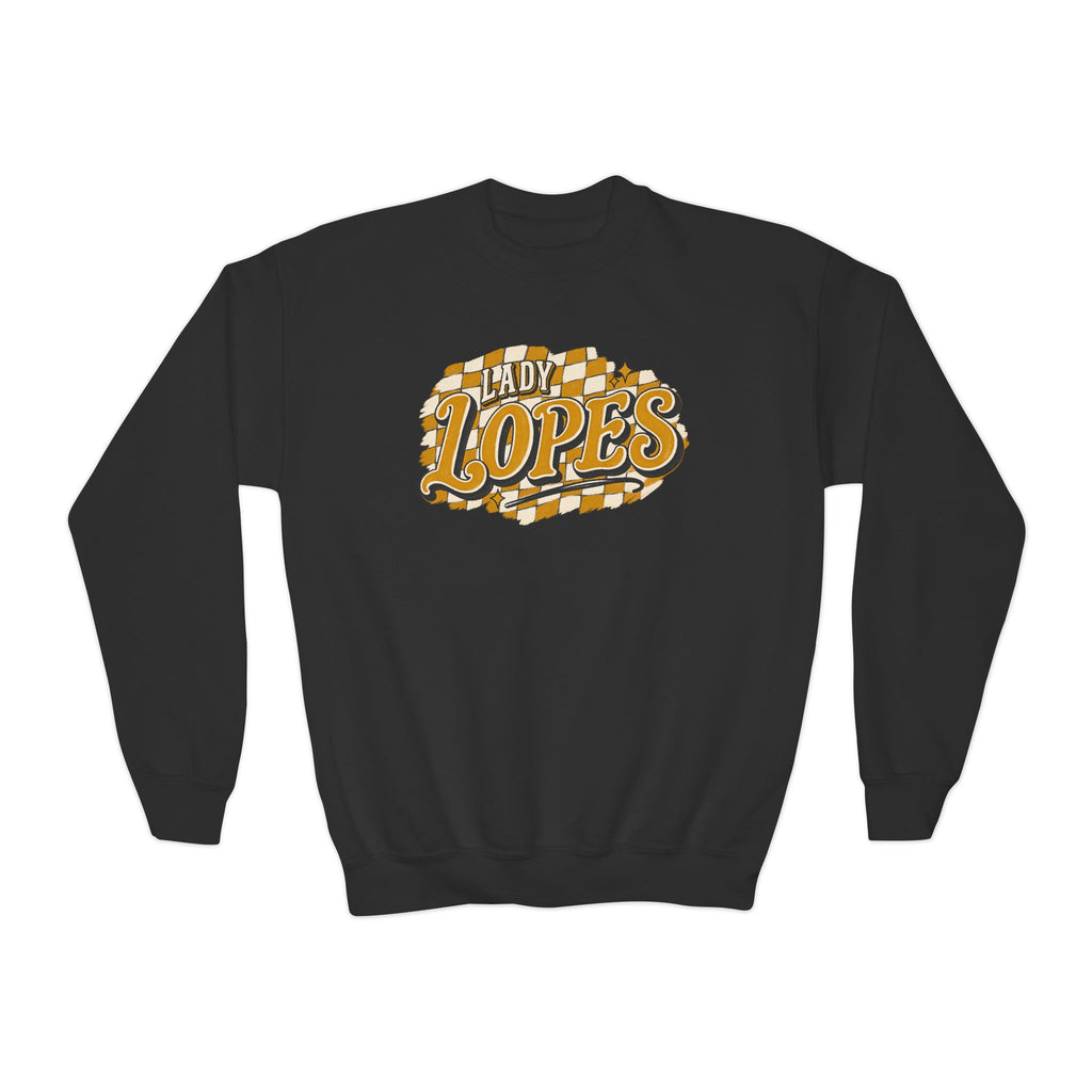 Youth Crewneck Sweatshirt - "Lady Lopes" Retro Checker Logo