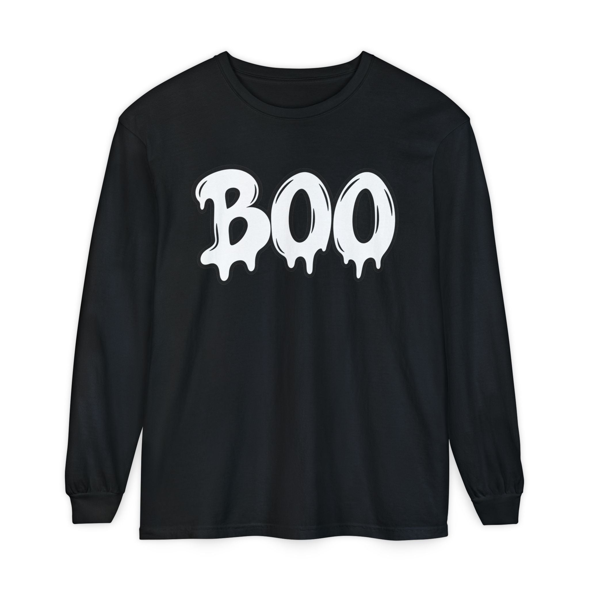 BOO Long Sleeve Tee — Halloween Graphic Shirt