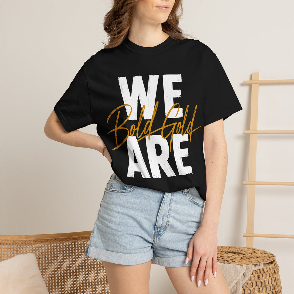 Bold Gold Script T‑Shirt — Metallic Typography Tee