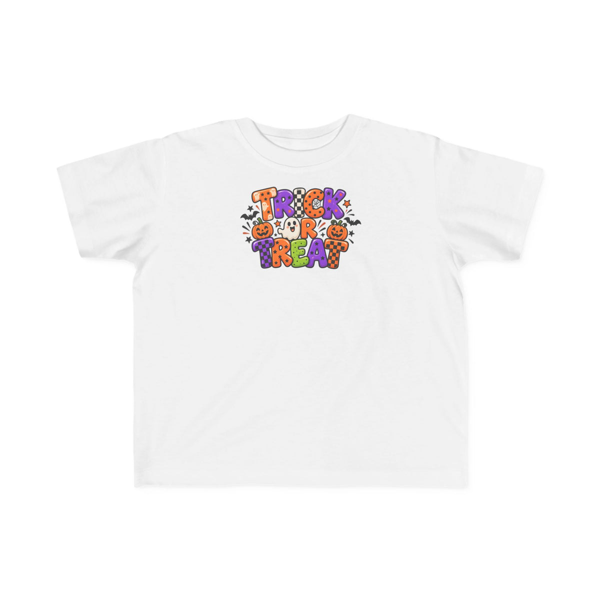 Toddler Halloween Tee - Colorful "Trick or Treat" Candy Pumpkin Design