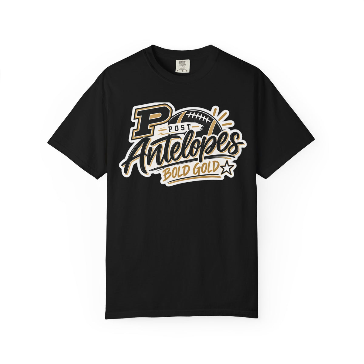 Post Antelopes Bold Gold Football T-Shirt