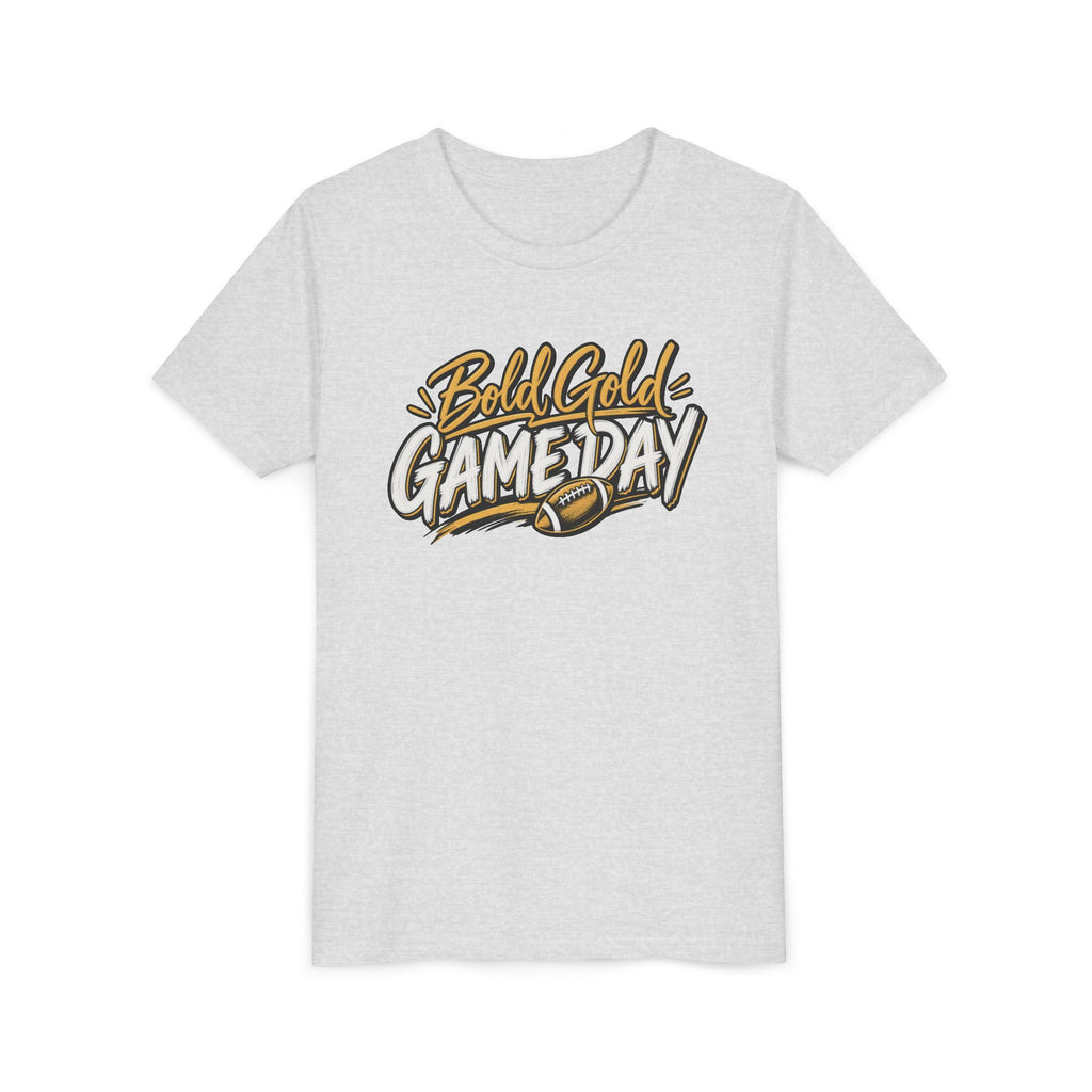 Youth Tee - "Bold Gold Gameday" Football Graphic