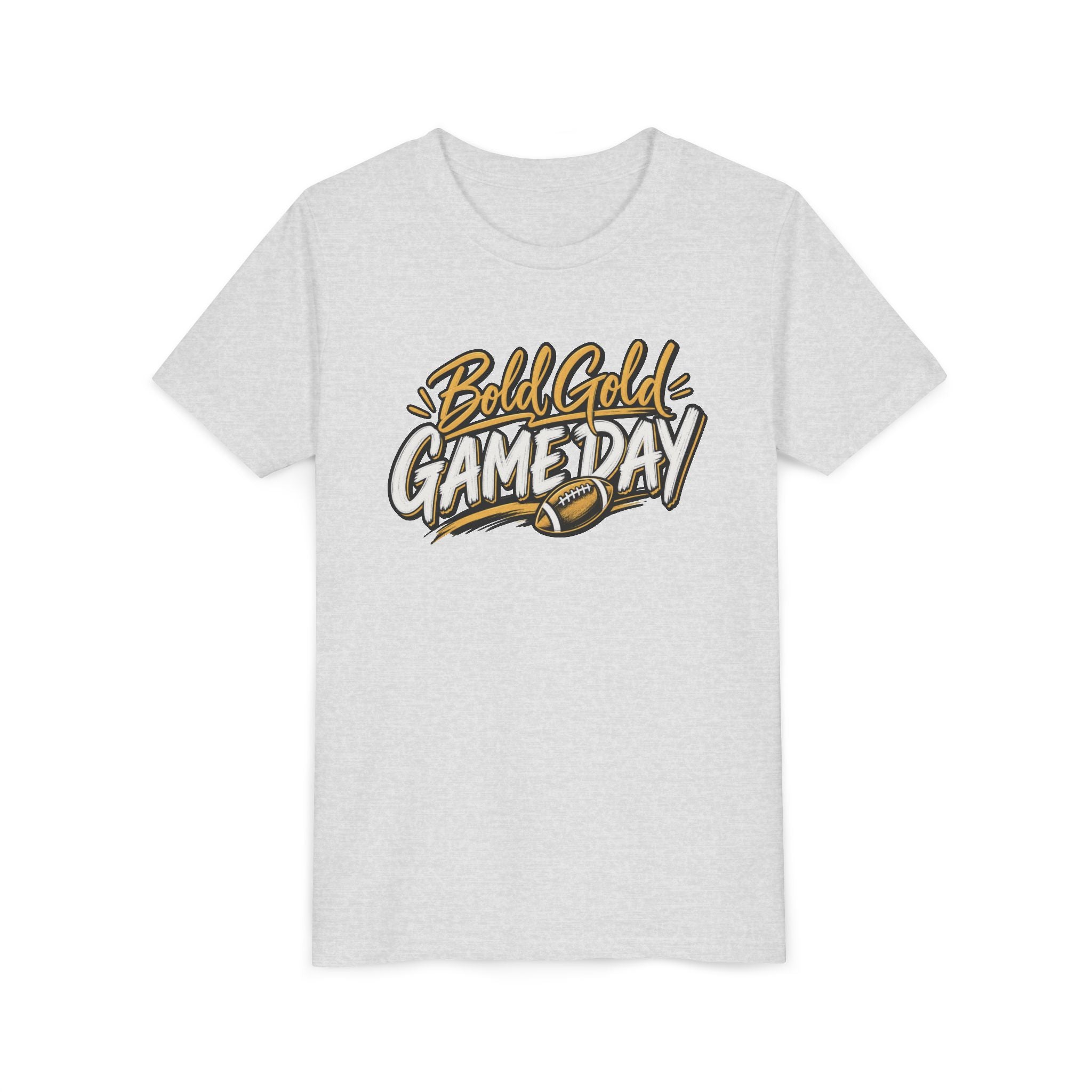 Youth Tee - "Bold Gold Gameday" Football Graphic