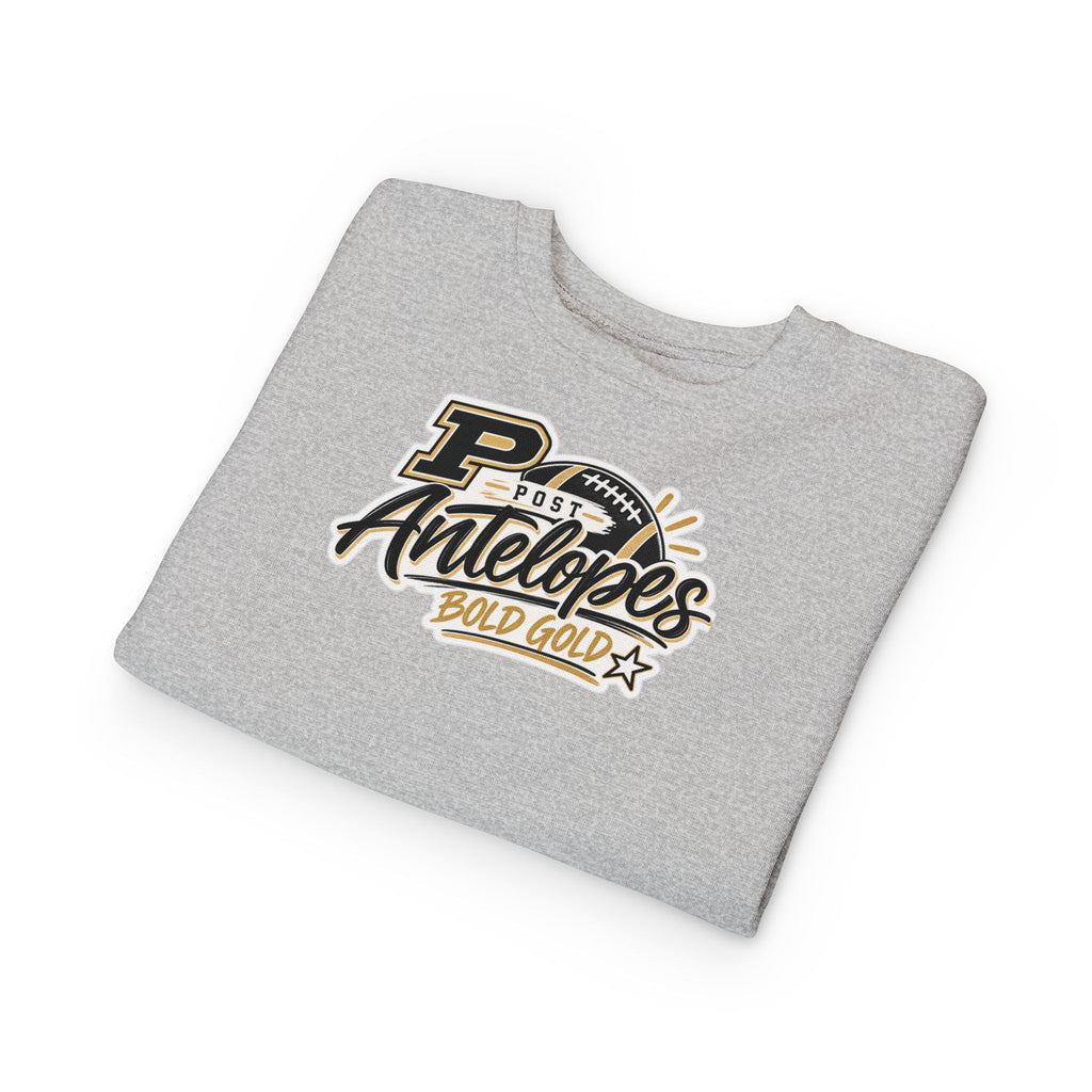 Toddler Sweatshirt — Post Antelopes Bold Gold Football Logo Kids Crewneck