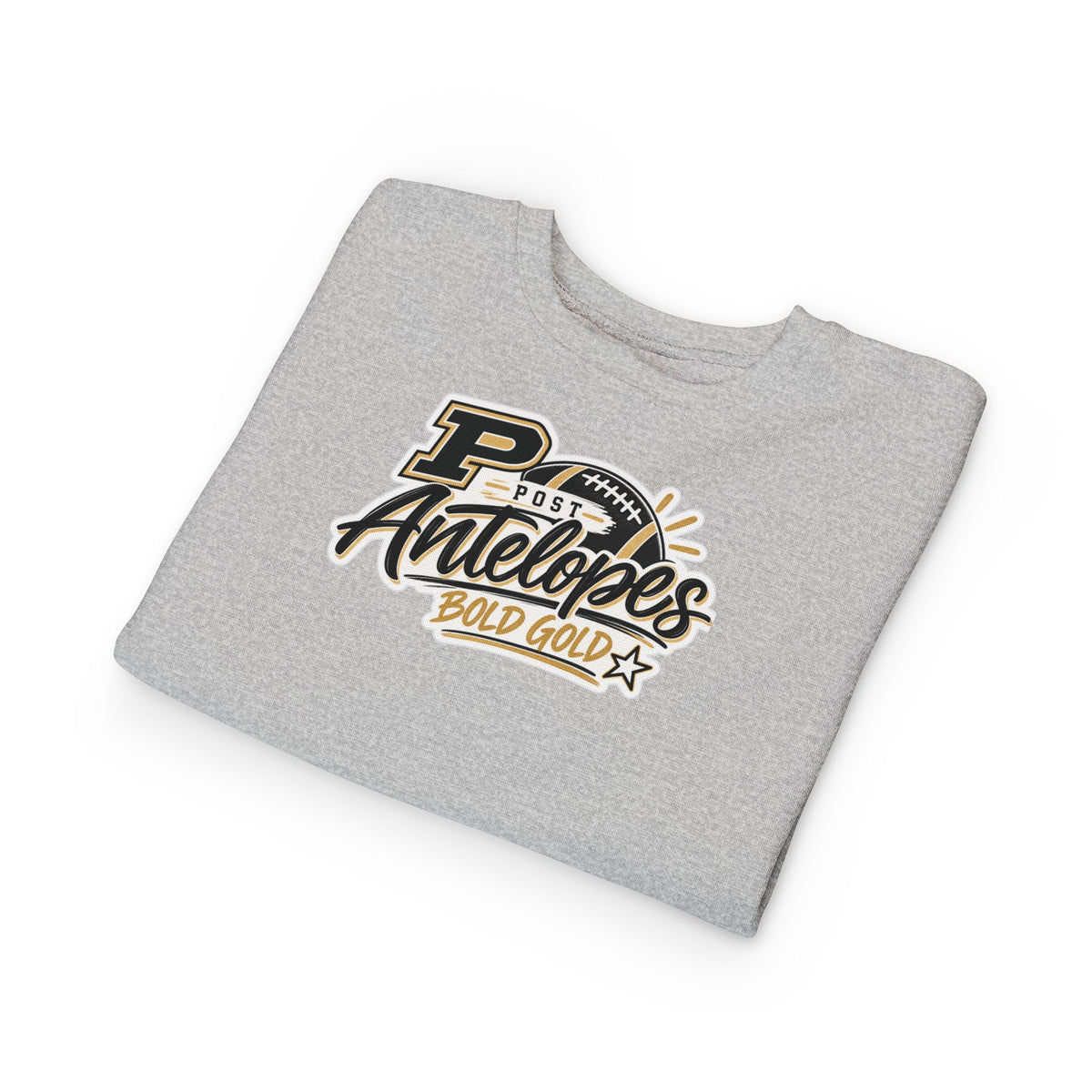 Toddler Sweatshirt — Post Antelopes Bold Gold Football Logo Kids Crewneck