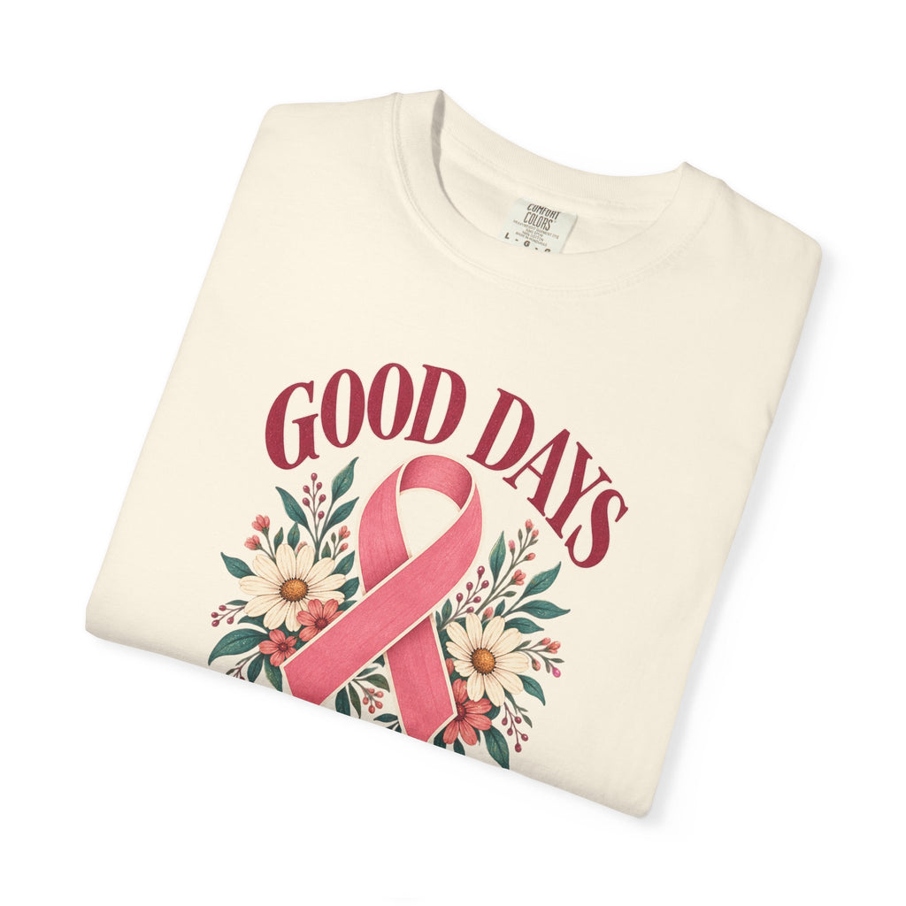 Breast Cancer Awareness T-Shirt — "Good Days Ahead" Ribbon Floral Tee