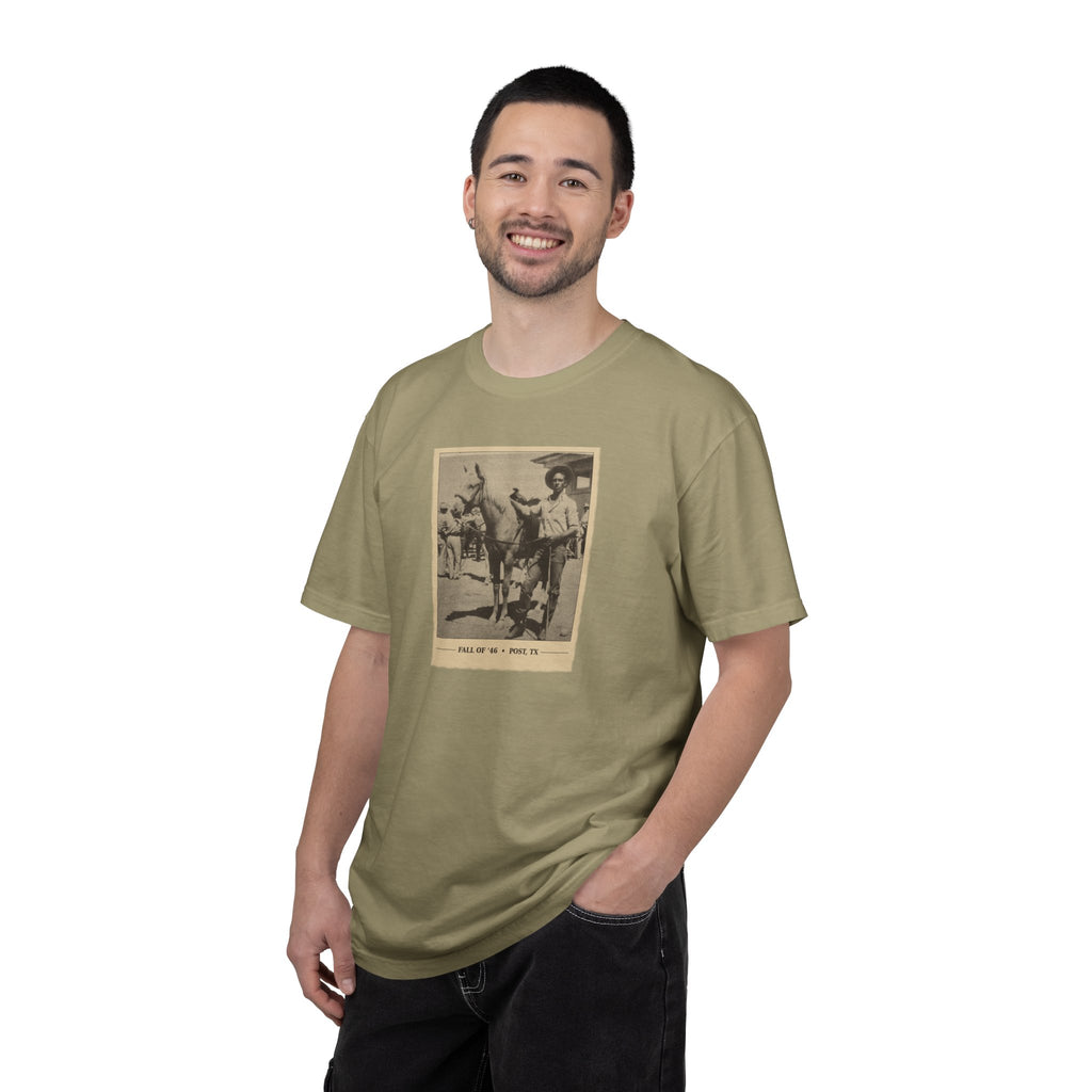 Vintage Cowboy Photo T-Shirt — 'Tales of the West' Garment-Dyed Tee