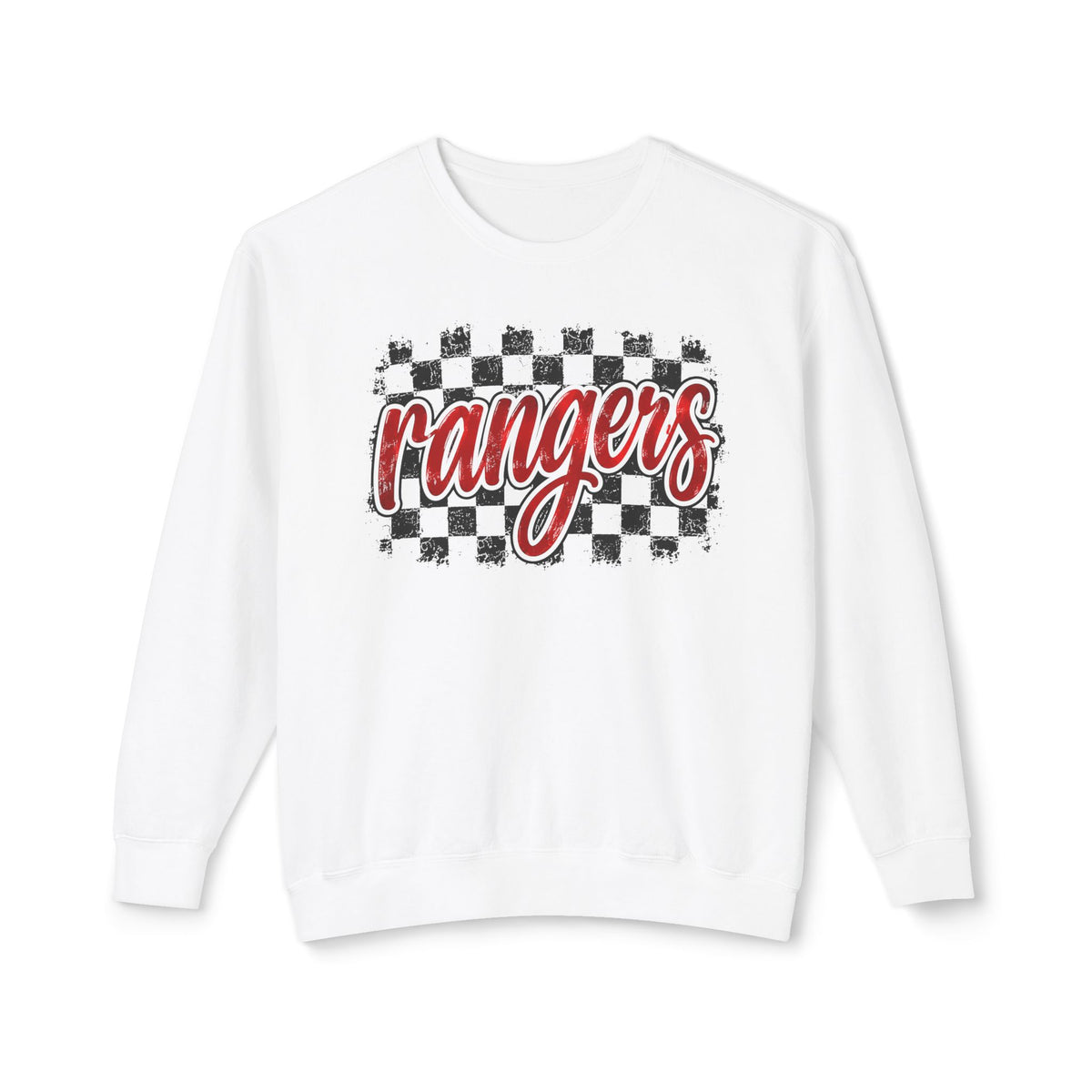 Rangers Checkerboard Crewneck Sweatshirt — Retro Script School Spirit