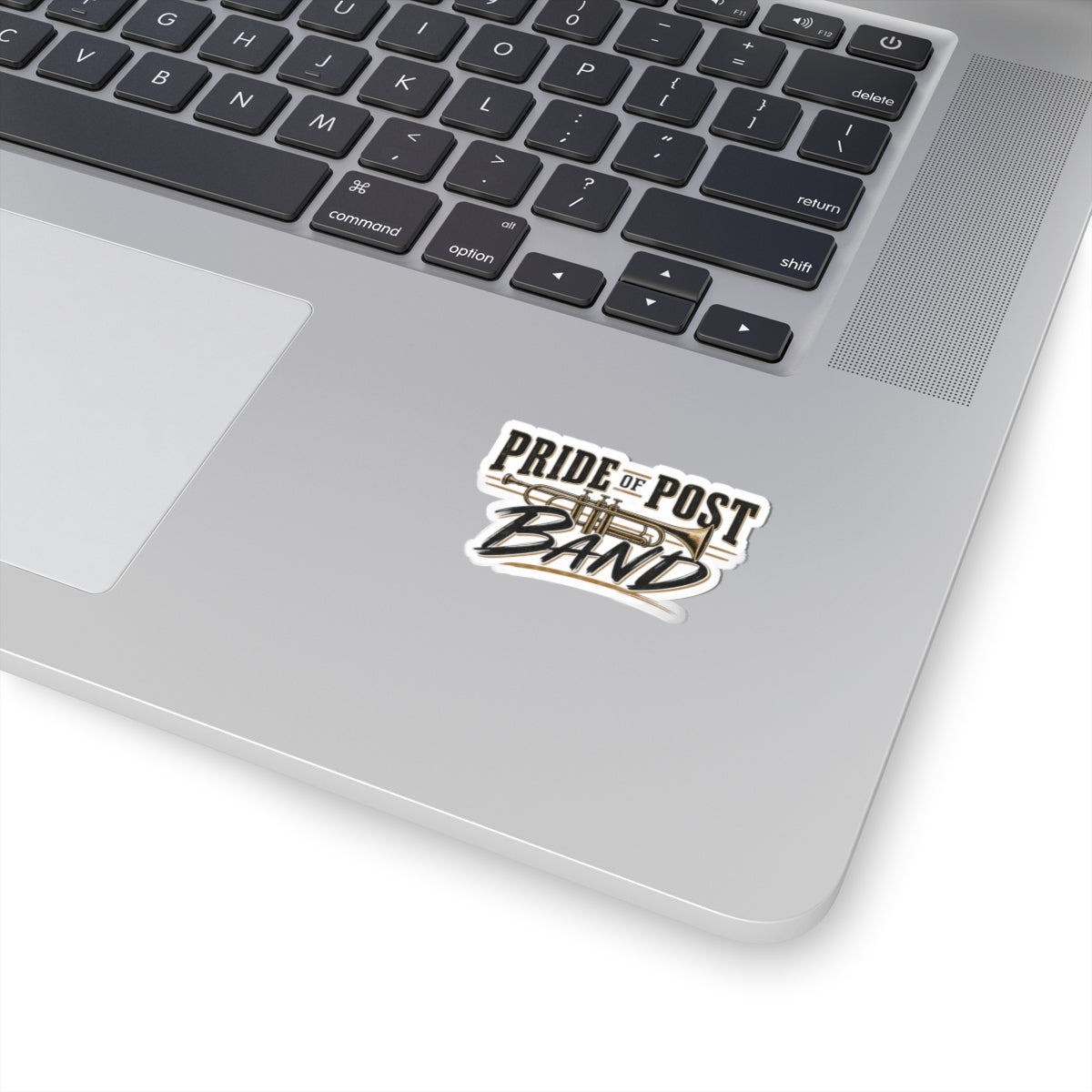 Pride of Post Band Sticker — Vintage Trumpet Kiss-Cut Sticker for Musicians & Band Fans