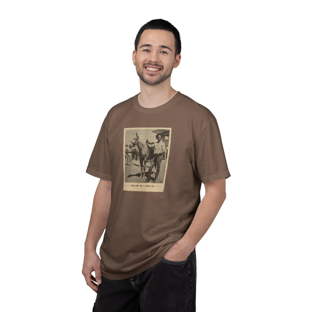 Vintage Cowboy Photo T-Shirt — 'Tales of the West' Garment-Dyed Tee