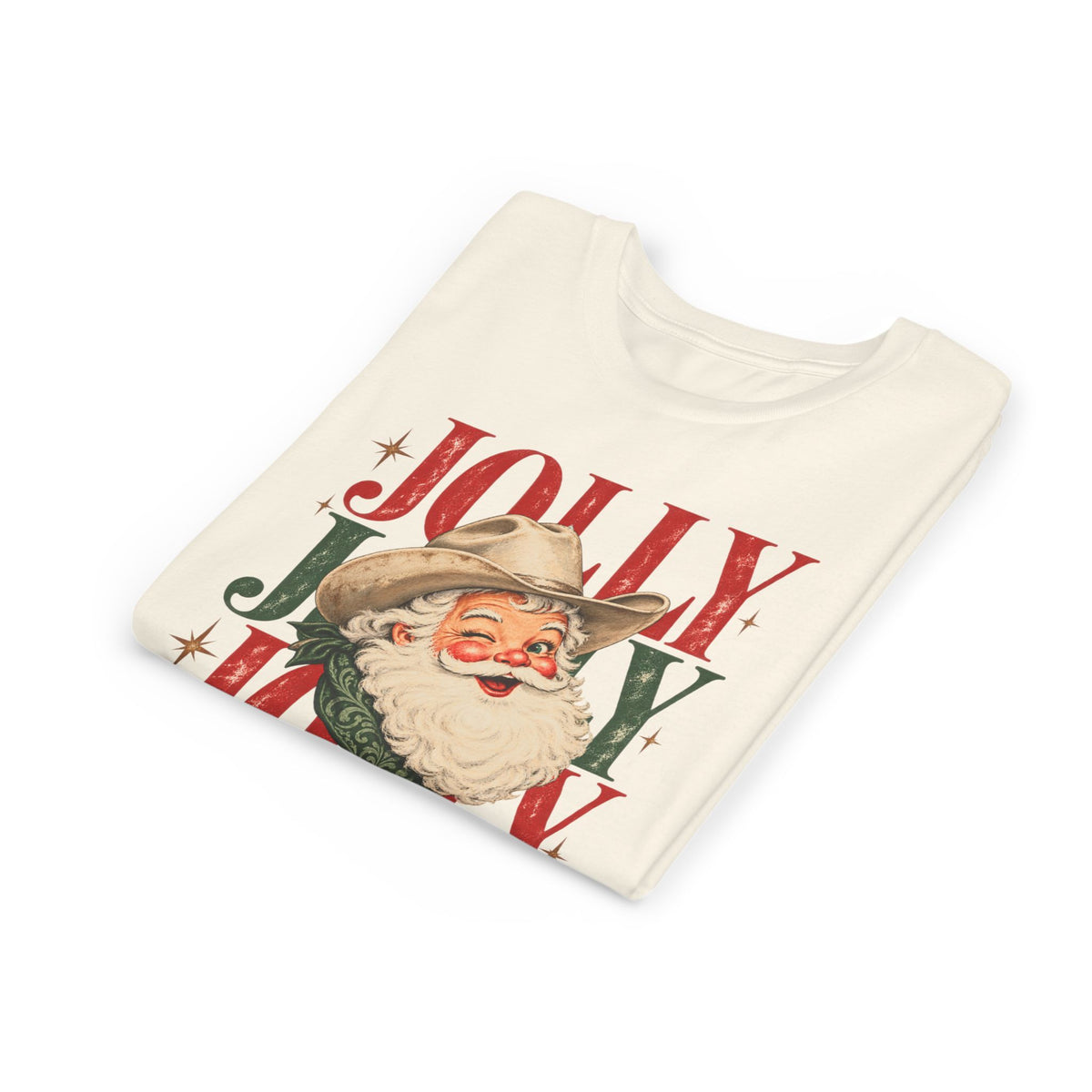 Jolly Cowboy Santa Youth Short Sleeve Tee