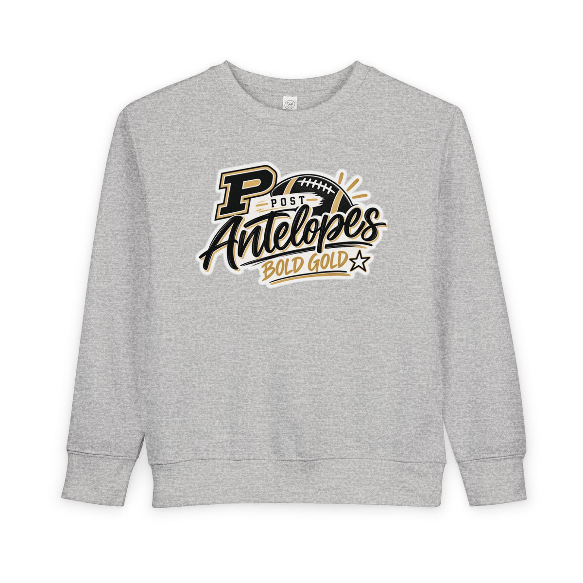 Toddler Sweatshirt — Post Antelopes Bold Gold Football Logo Kids Crewneck