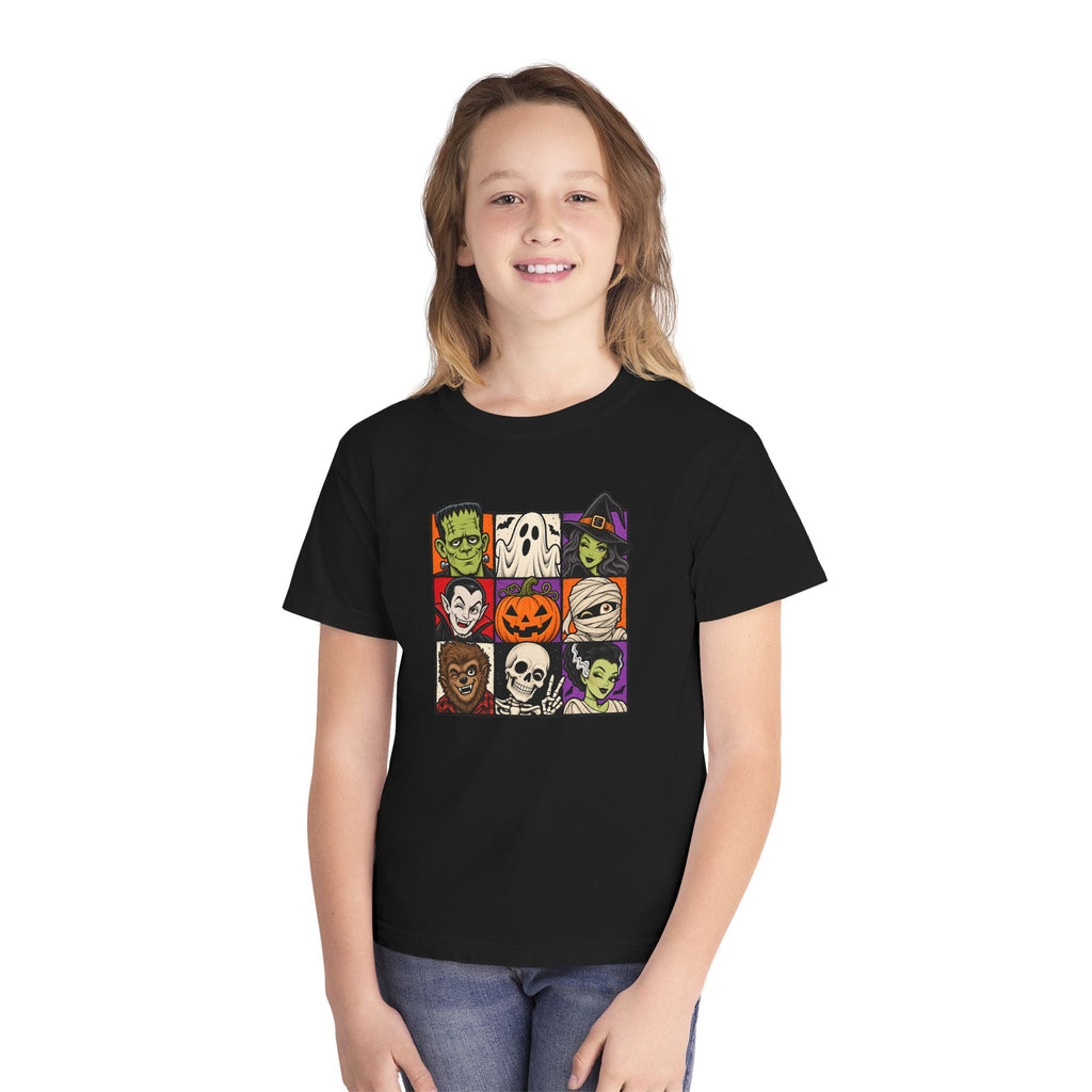 Kids Halloween Monsters Tee — Cute Retro Monster Patchwork Shirt