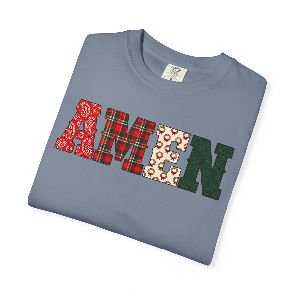 AMEN Western Christmas Patchwork T-Shirt
