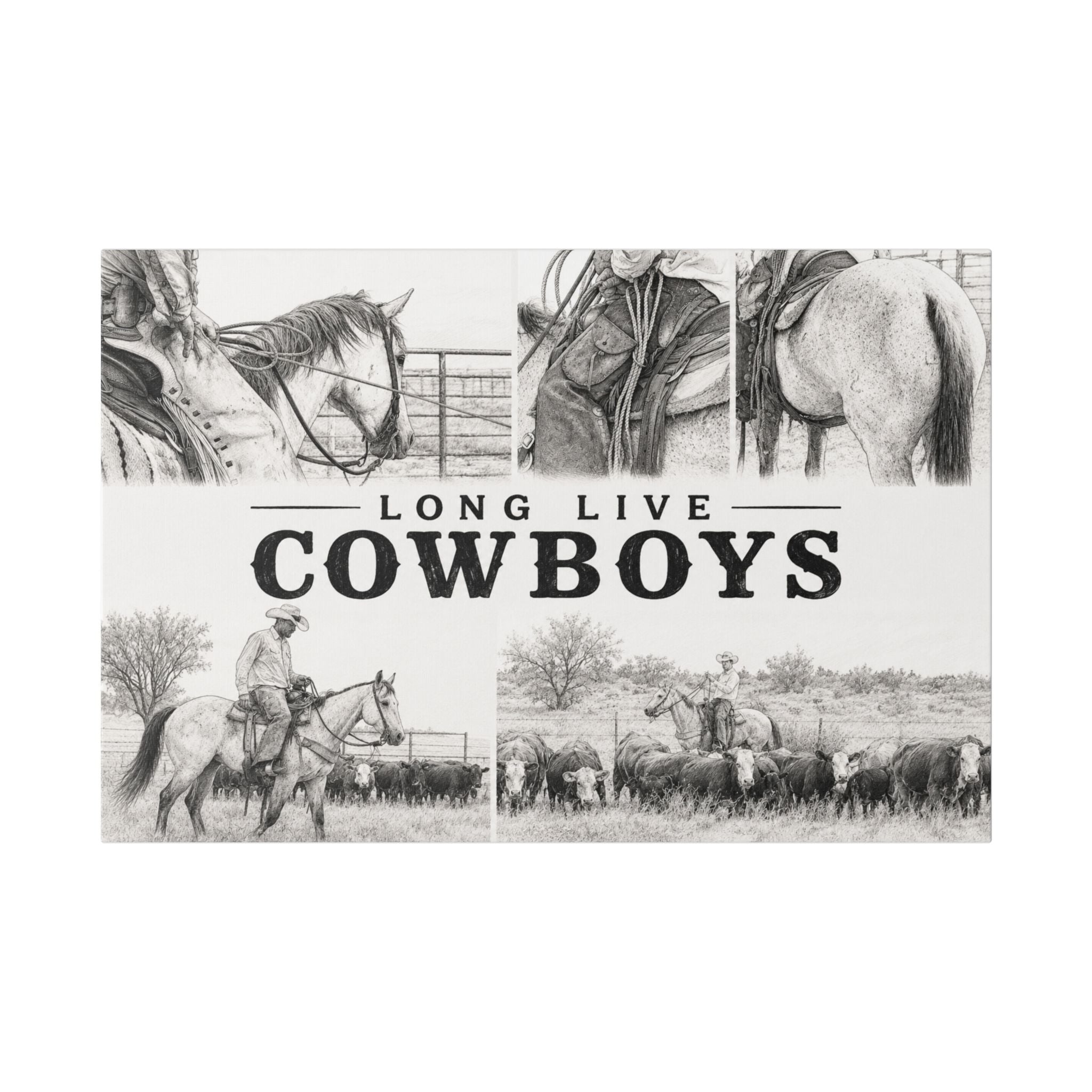 Long Live Cowboys Canvas Wall Art — Western Cowboy Rustic Home Decor