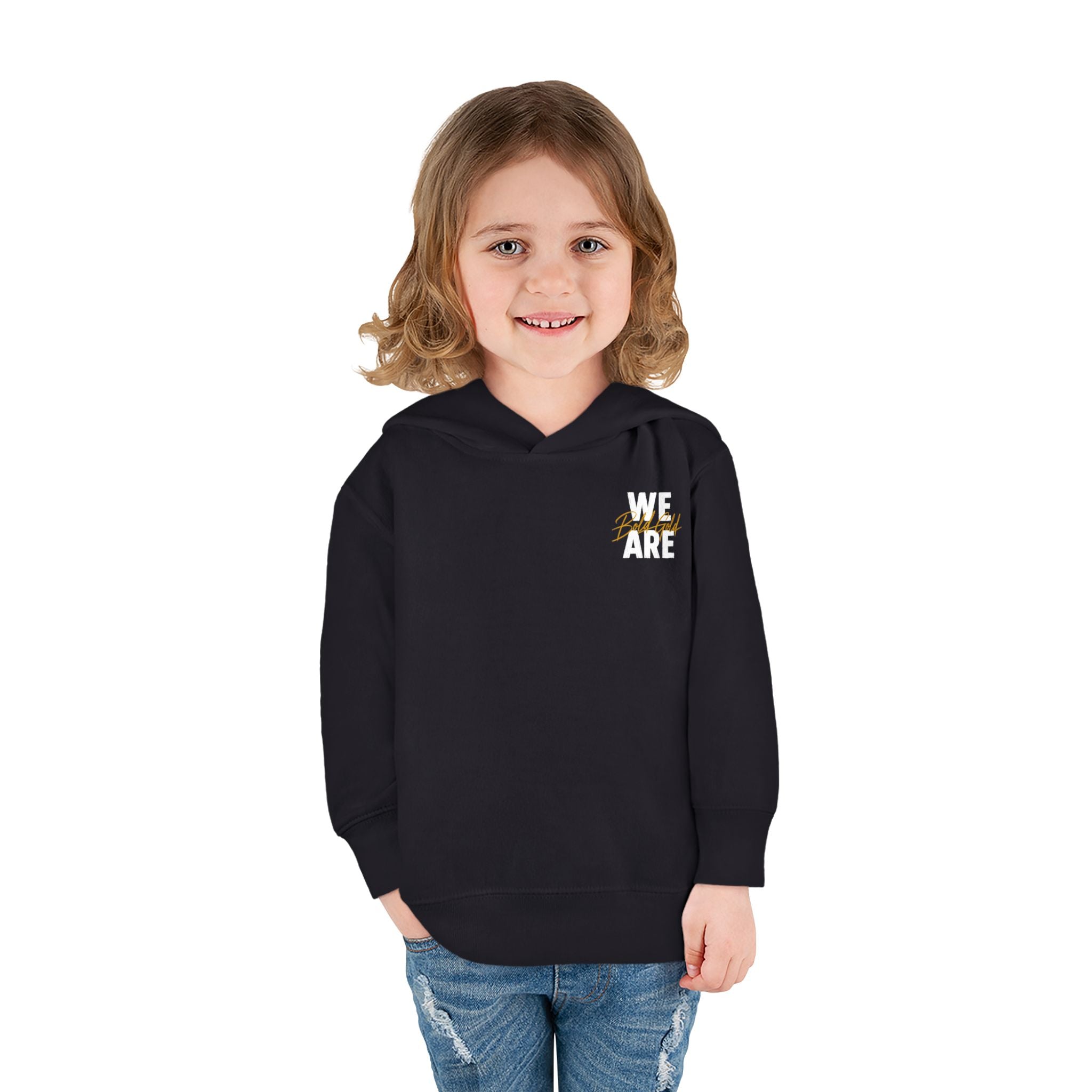 Toddler Hoodie — "WE ARE" Bold Gold Pullover Fleece