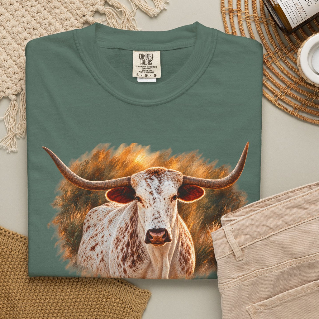 Longhorn Painting T-Shirt — Rustic Texas Cattle Graphic Tee