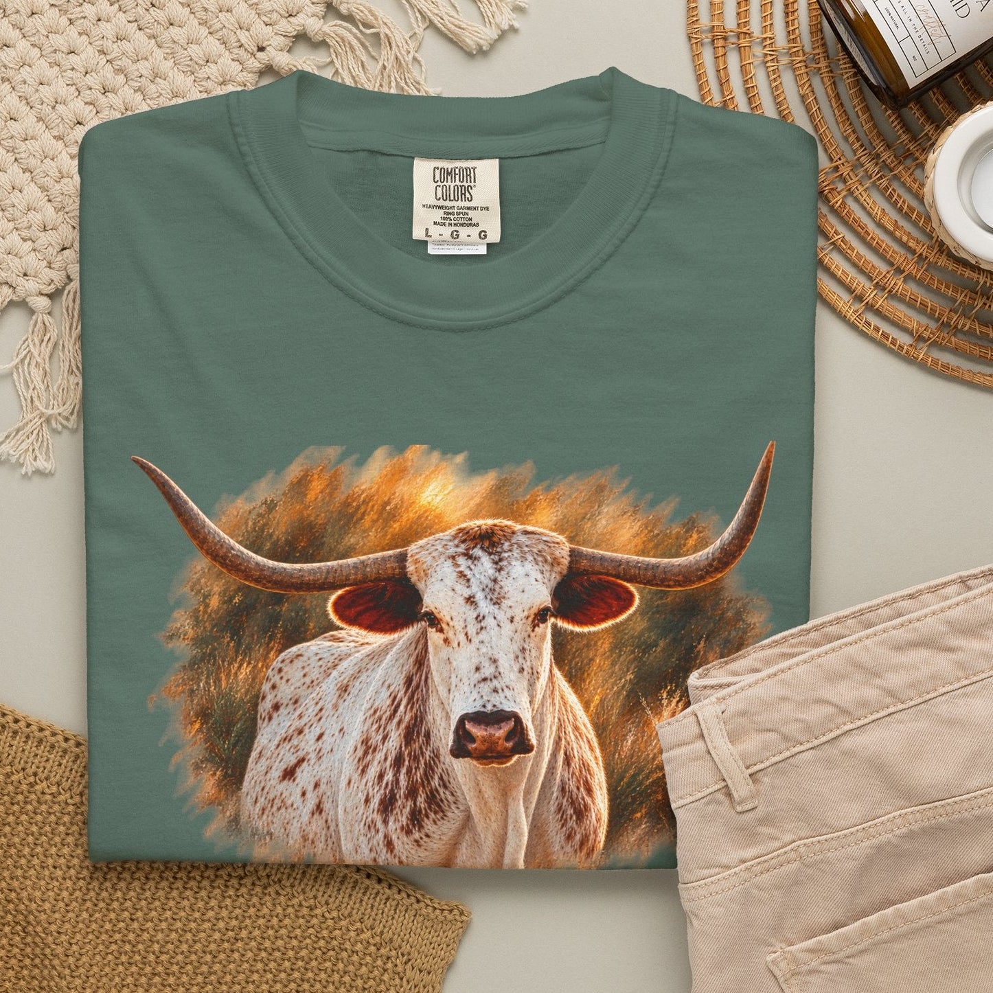 Longhorn Painting T-Shirt — Rustic Texas Cattle Graphic Tee
