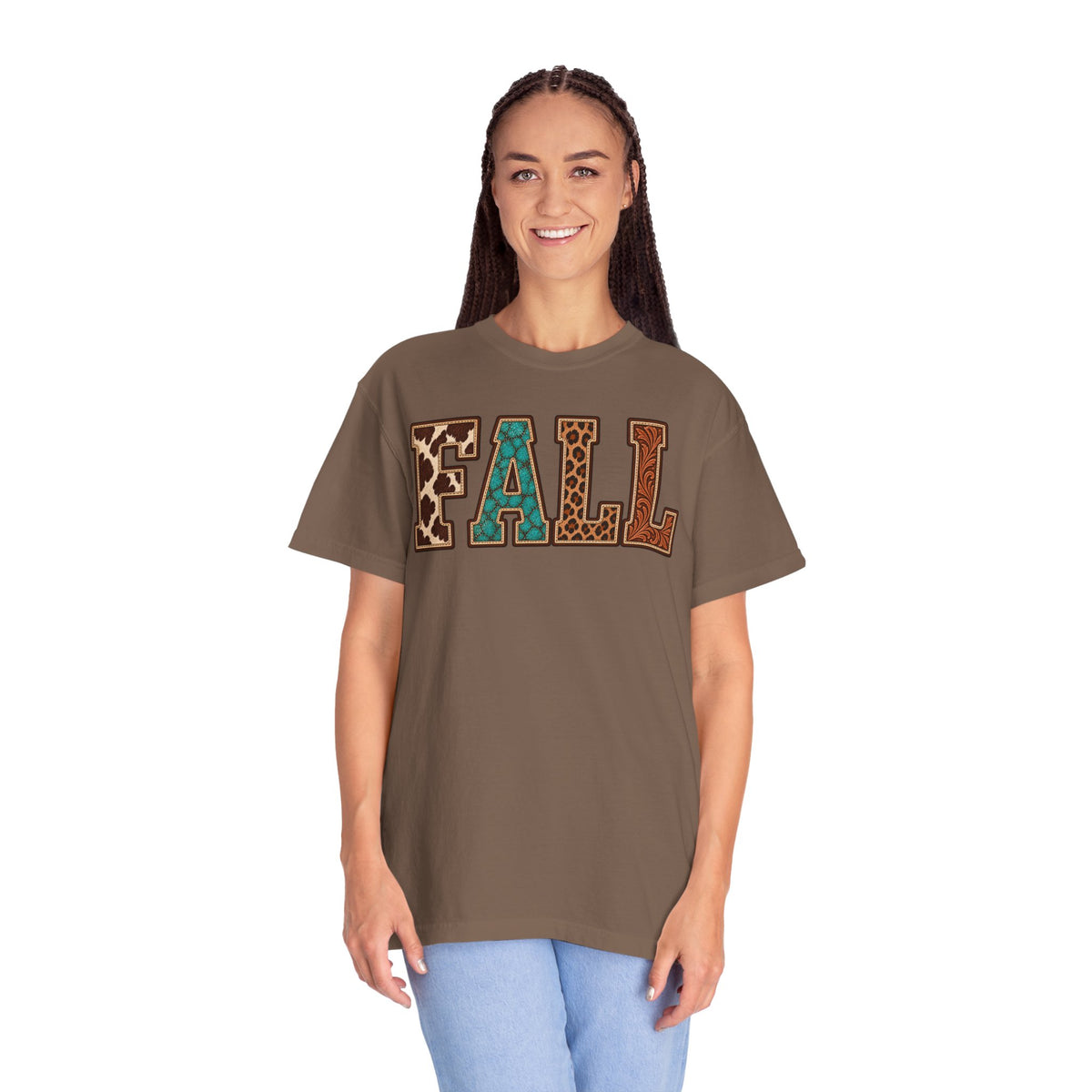 Fall Graphic T-Shirt —  Western Retro Patchwork Lettering