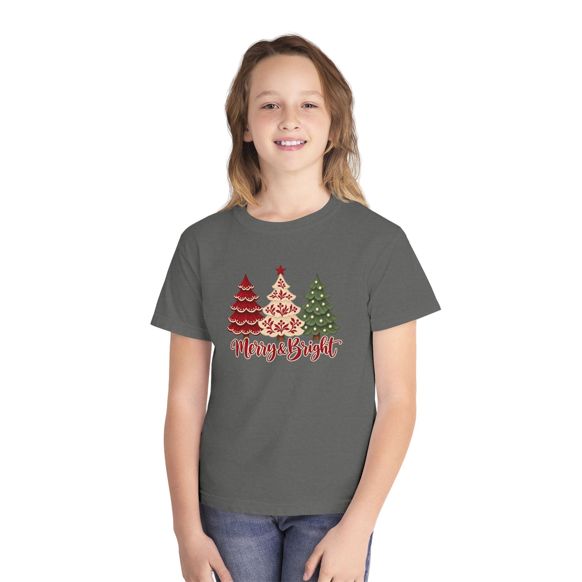 Youth Christmas Merry & Bright Christmas Tree Tee