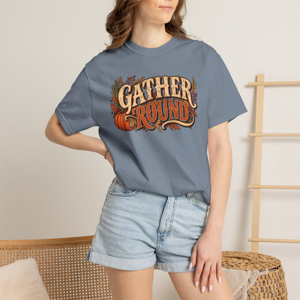 Gather 'Round Fall T-Shirt — Pumpkin Harvest Graphic Tee