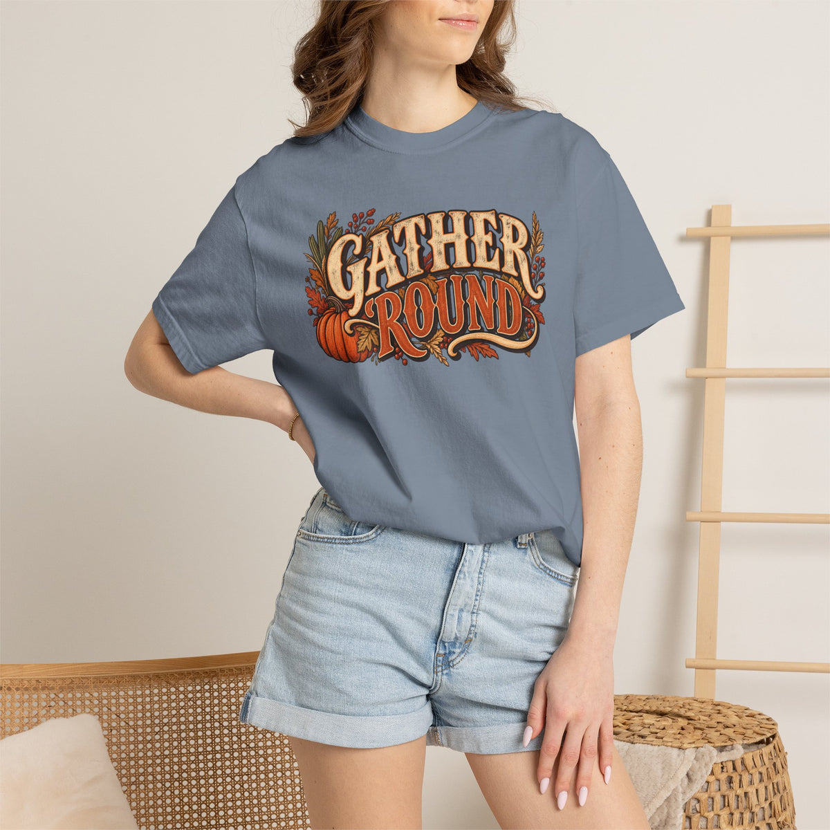 Gather 'Round Fall T-Shirt — Pumpkin Harvest Graphic Tee
