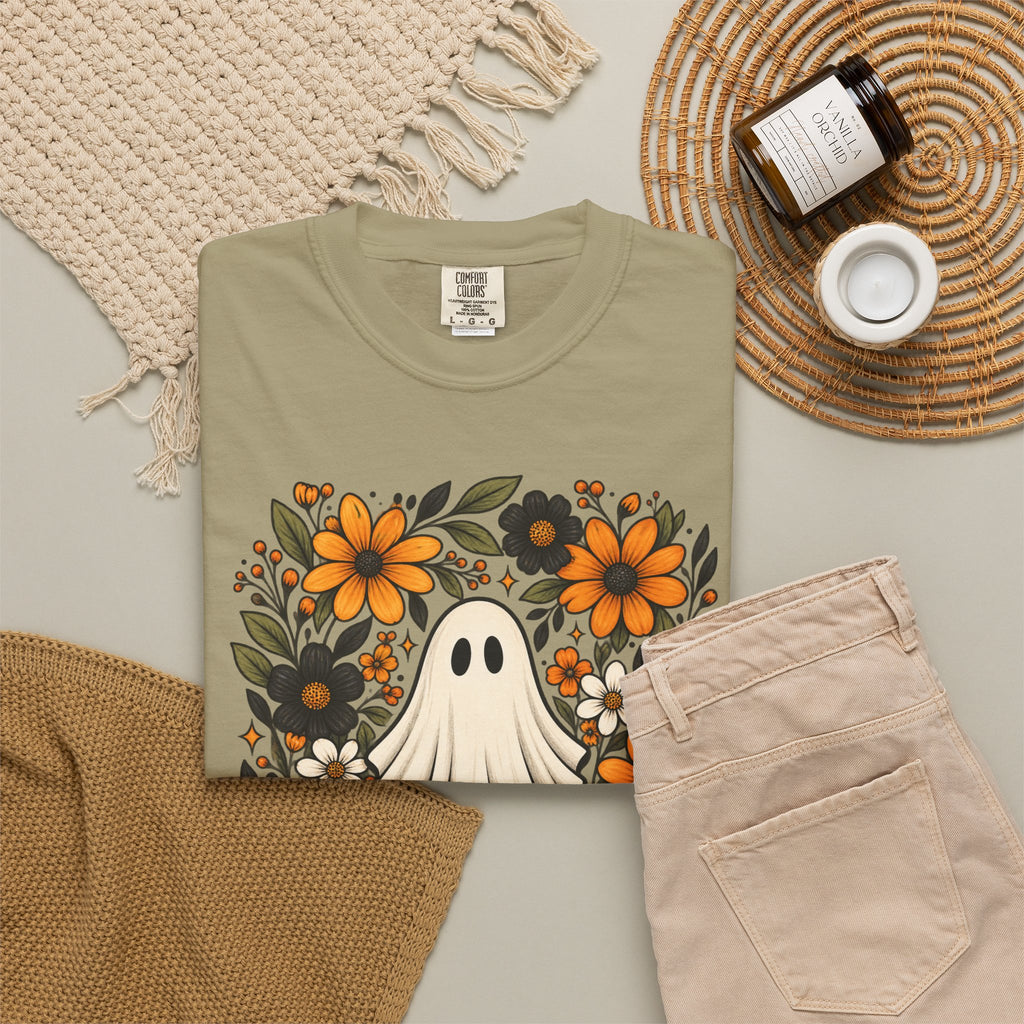 Ghost Bouquet T-Shirt — Floral Halloween Graphic Tee