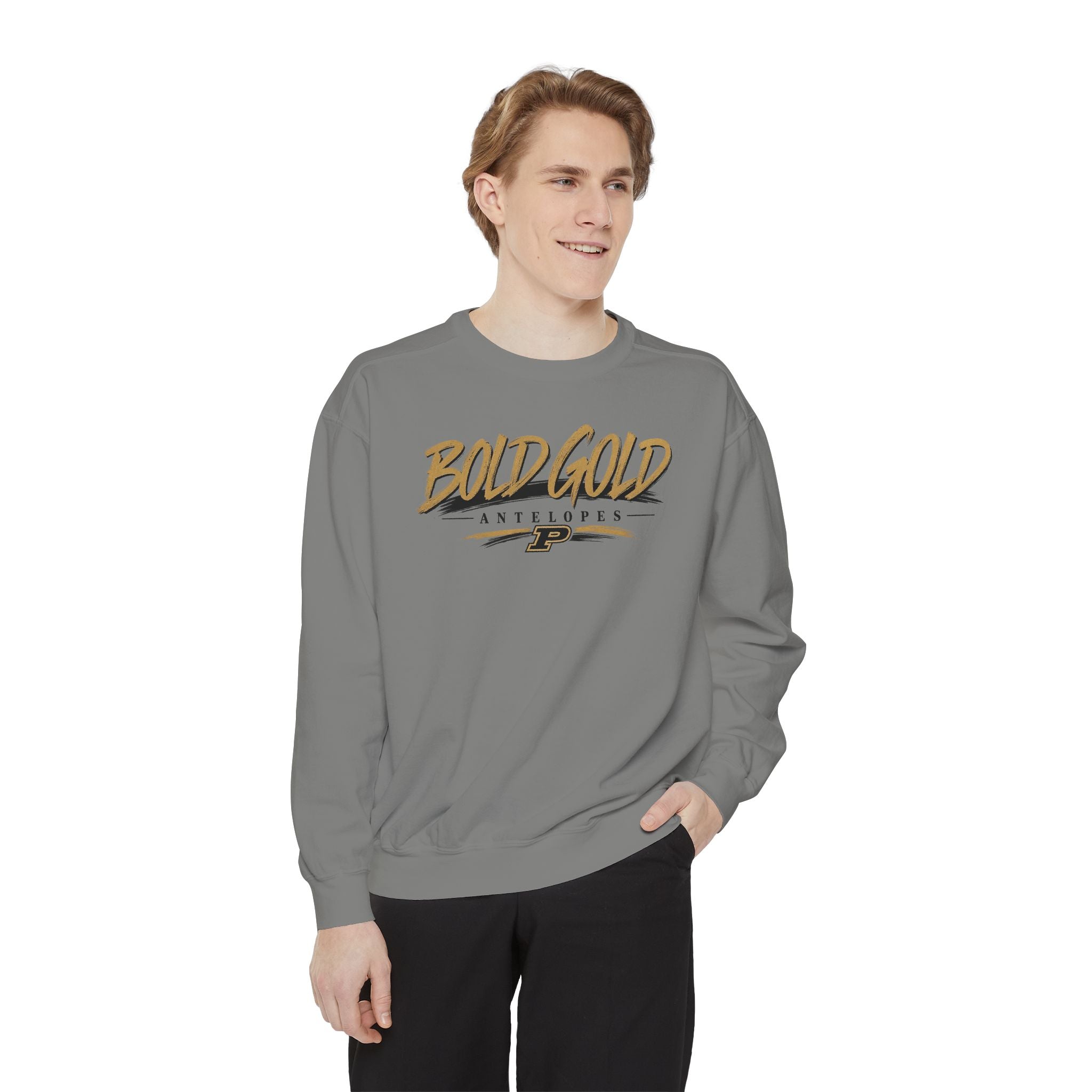 Bold Gold Antelopes Sweatshirt — Vintage Script Graphic Crewneck