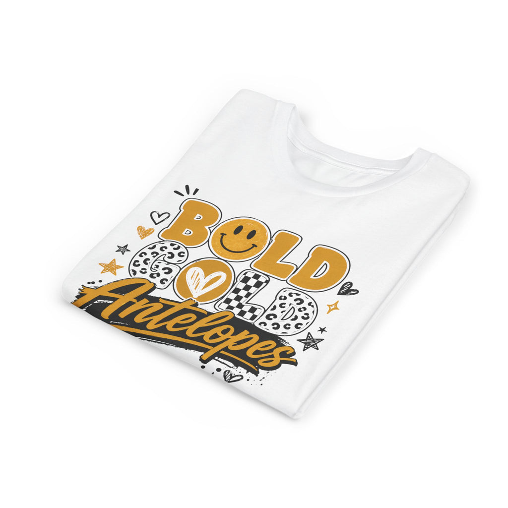 Bold Gold Antelopes Youth Tee — Cheerful School Spirit Graphic Shirt