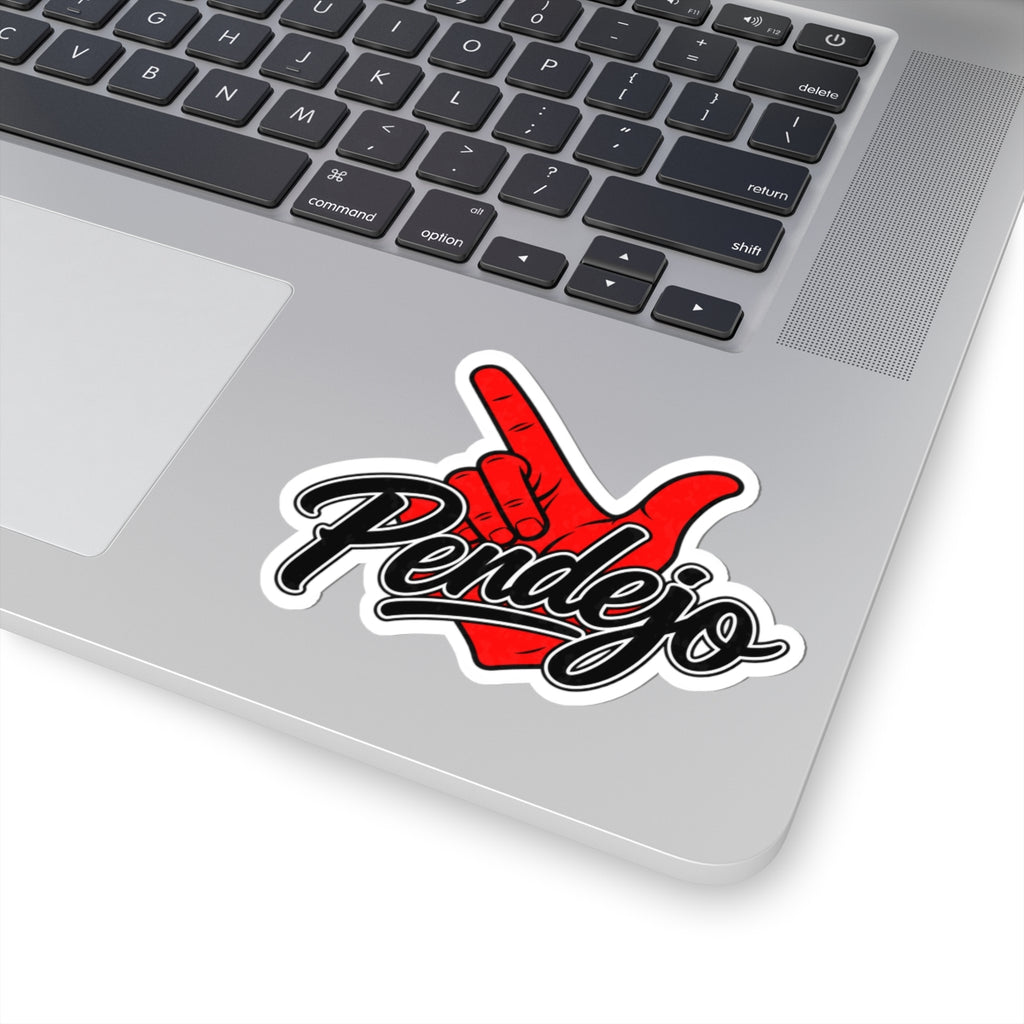 Pendejo Shaka Kiss-Cut Sticker — Bold Red Hand Graphic for Laptops, Water Bottles & Skateboards
