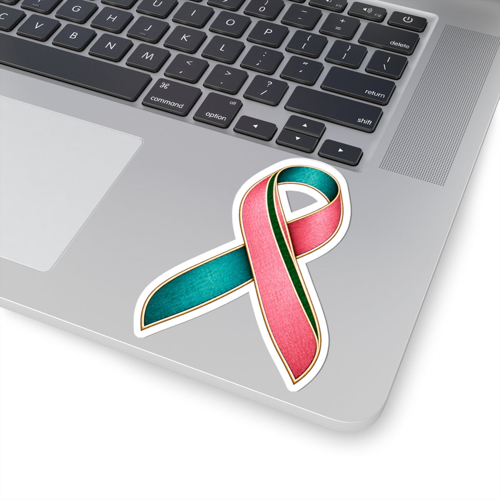 Pink & Teal Awareness Ribbon Sticker — Support Causes Laptop Decal