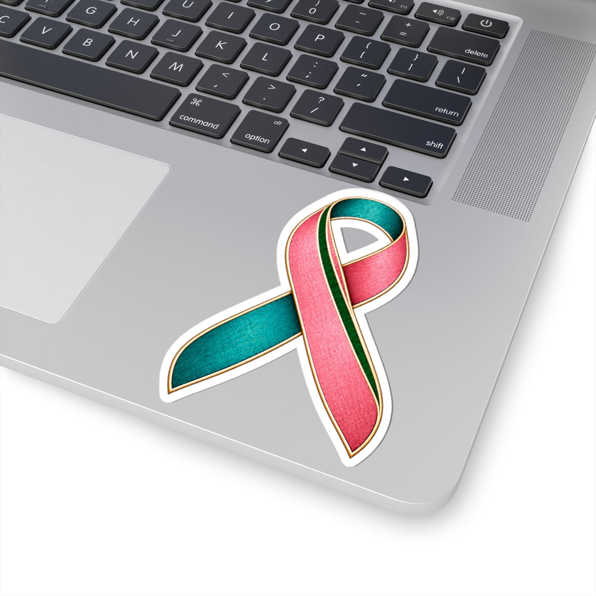 Pink & Teal Awareness Ribbon Sticker — Support Causes Laptop Decal