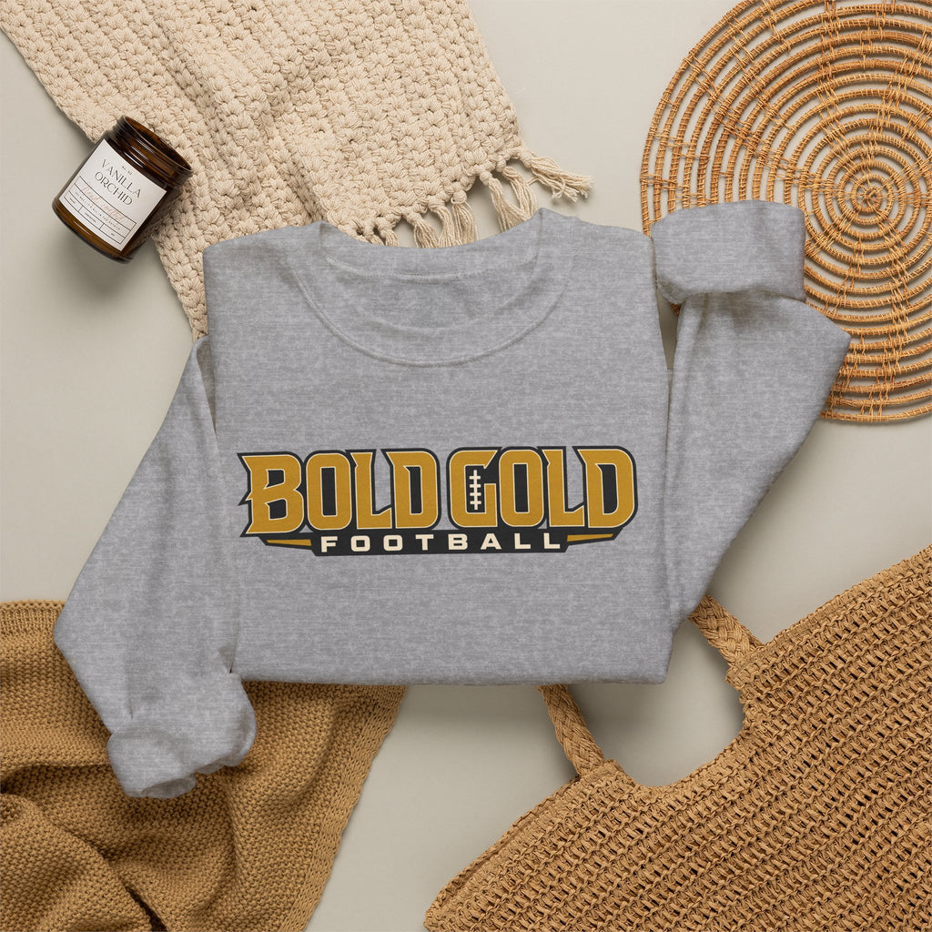 Bold Gold Football Crewneck Sweatshirt — Vintage Collegiate Sports Pullover