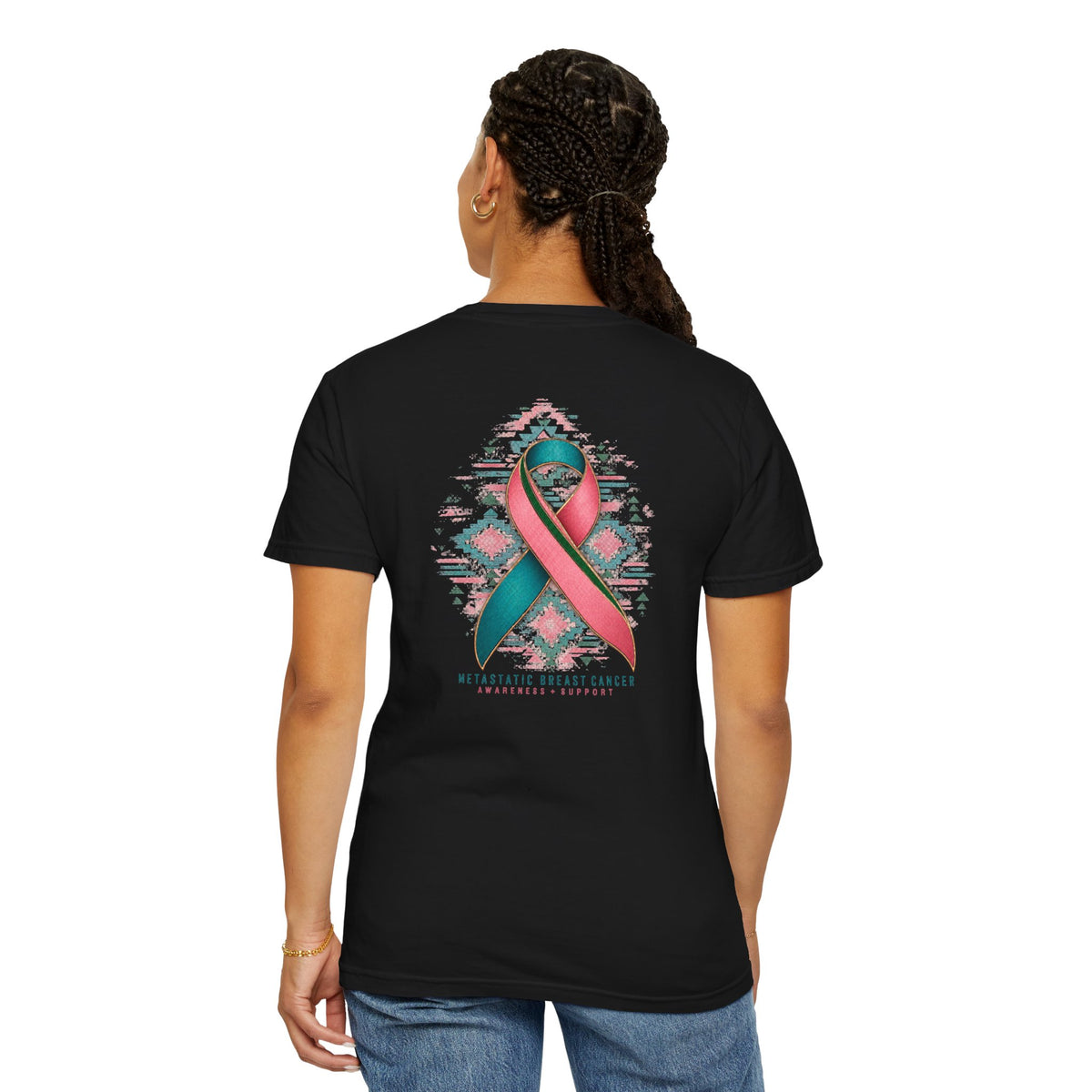 Metastatic Cancer Awareness Ribbon T‑Shirt — Garment‑Dyed Support Tee